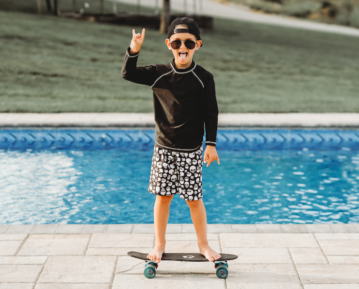 Boys UPF 50+ Long Sleeve Rashguard | Black