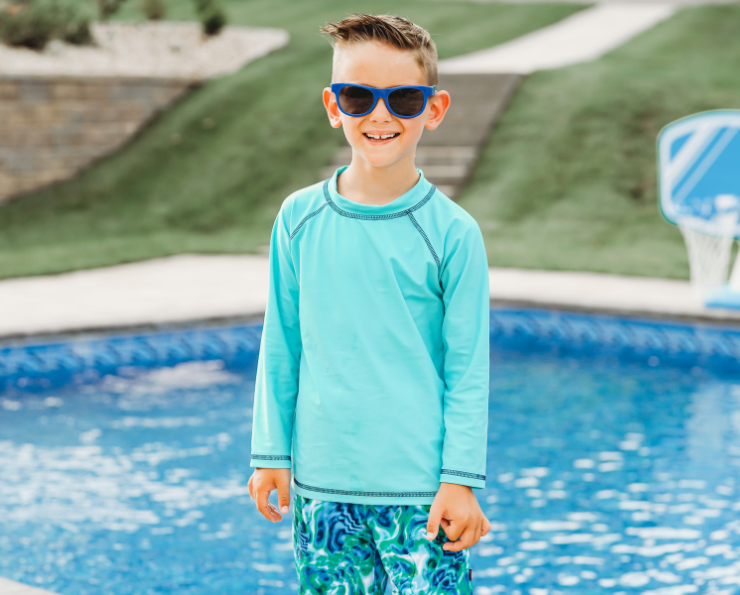 Boys UPF 50+ Long Sleeve Rashguard | Bright Light Blue