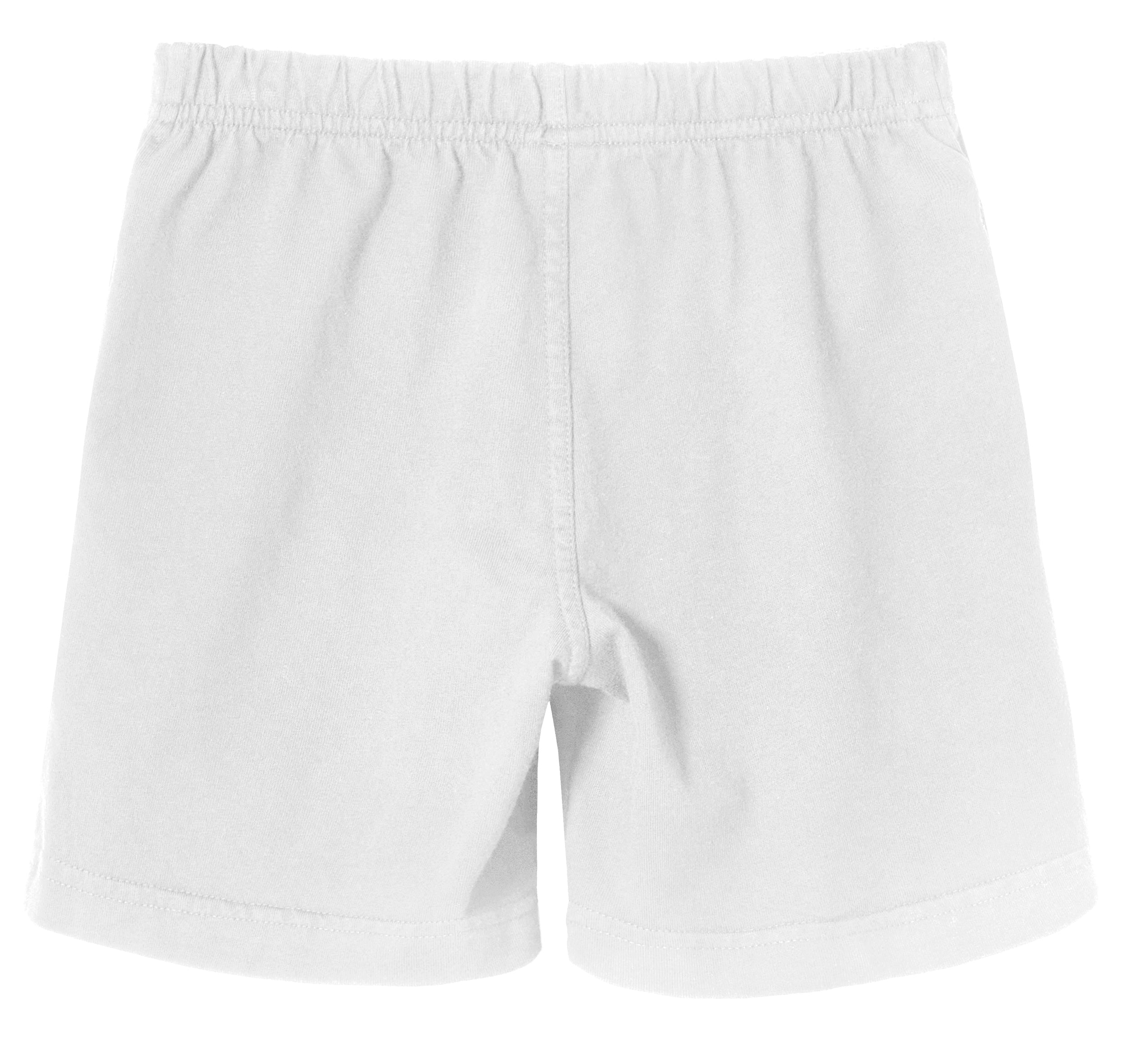 City Threads USA Made Cotton Boys Soft Above Knee Side Pocket Shorts UPF 50 White 6 9M