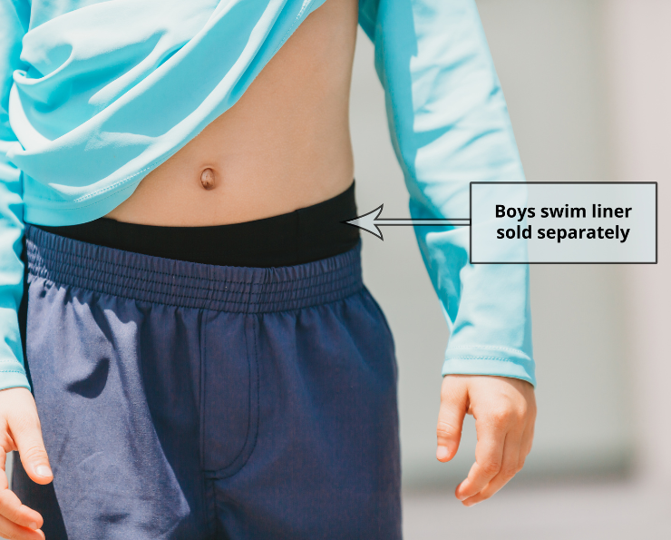 Boys UPF 50+ Soft Stretch Club Swim Trunks  - Above The Knee Fit | Charcoal