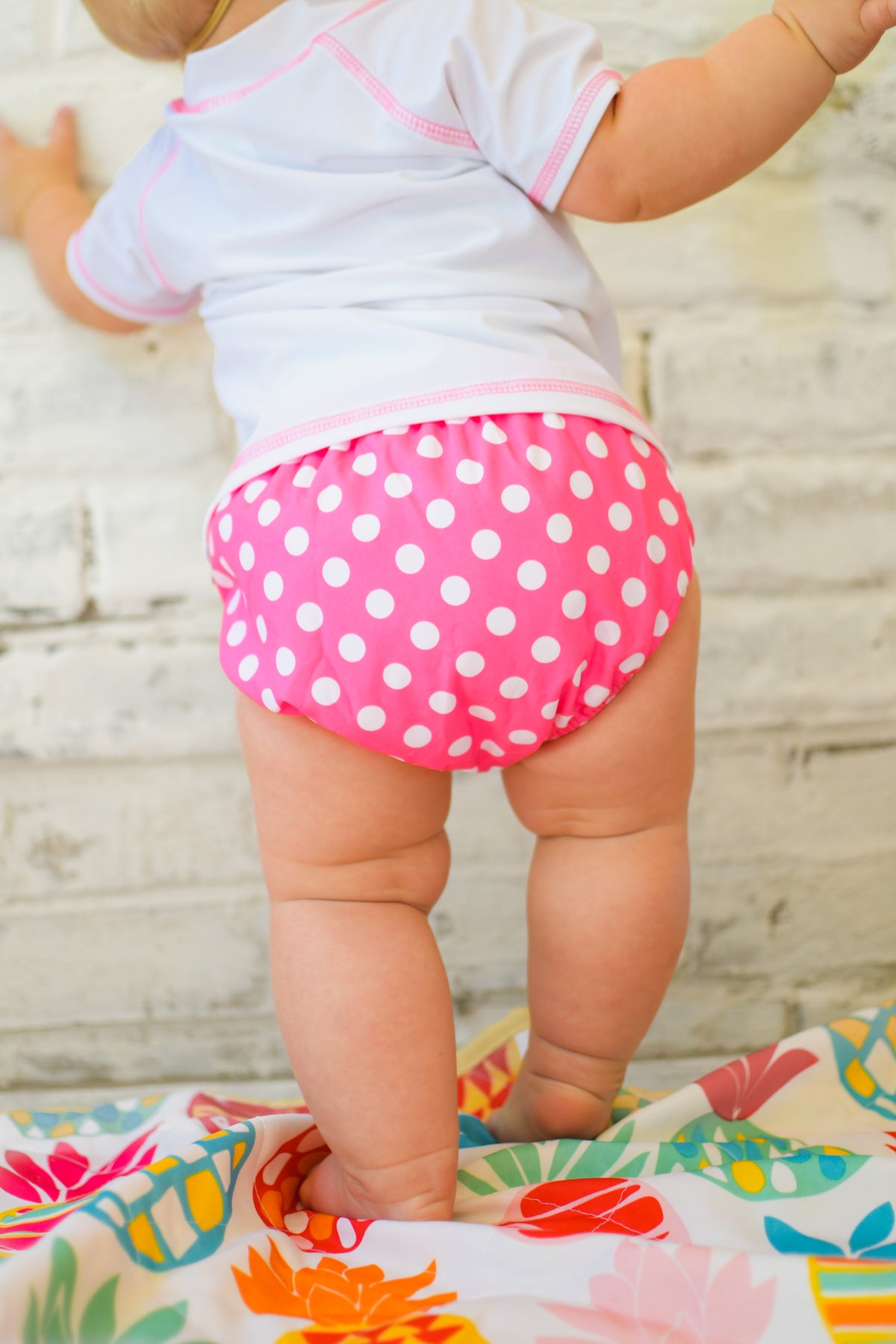 Boys and Girls Recycled Polyester UPF 50+ Swim Diaper Cover | Pokadots Bubblegum