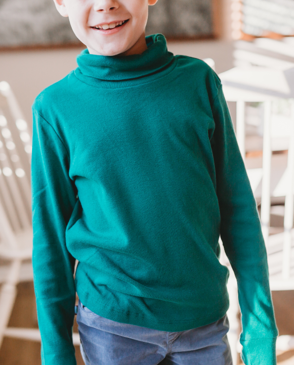 Boys and Girls Soft Cotton Turtleneck  | Forest Green