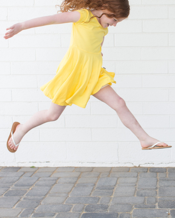 Girls Soft Cotton Jersey Short Sleeve Twirly Dress | Navy