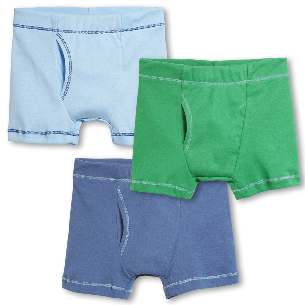 Boys Soft Cotton Boxer Brief 3-Pack | Elf/Bright Light Blue/Denim Blue