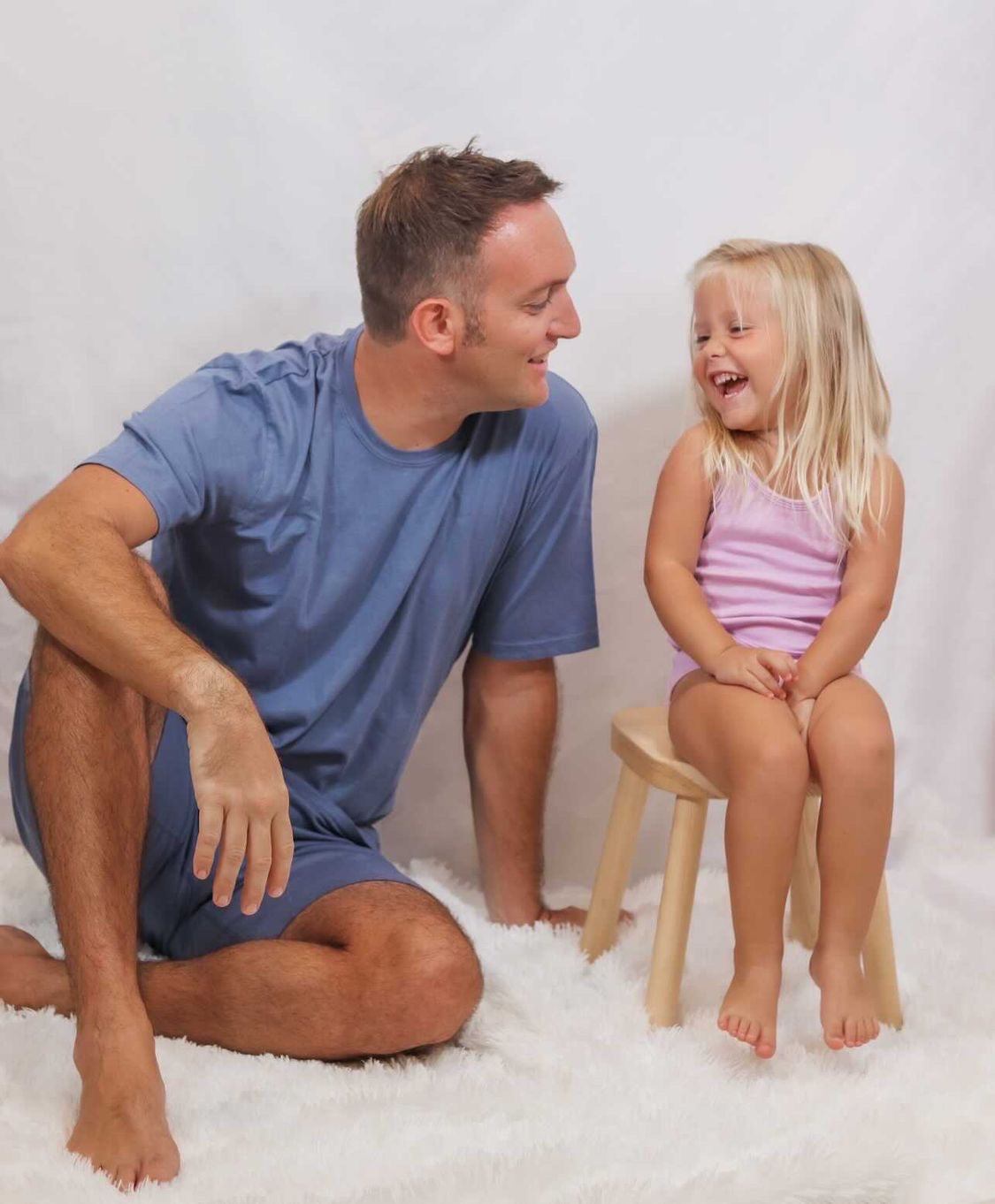 Father and daughter talking about potty training