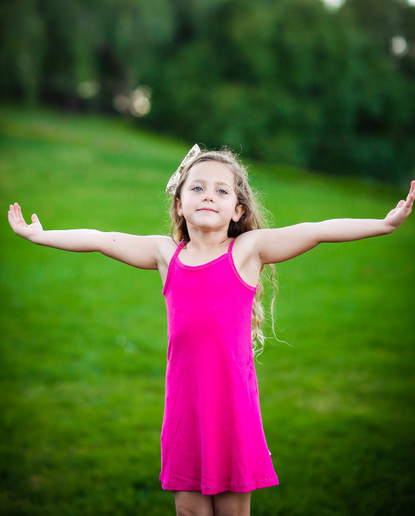 Girls Soft Cotton Camisole Dress  | Forest Green