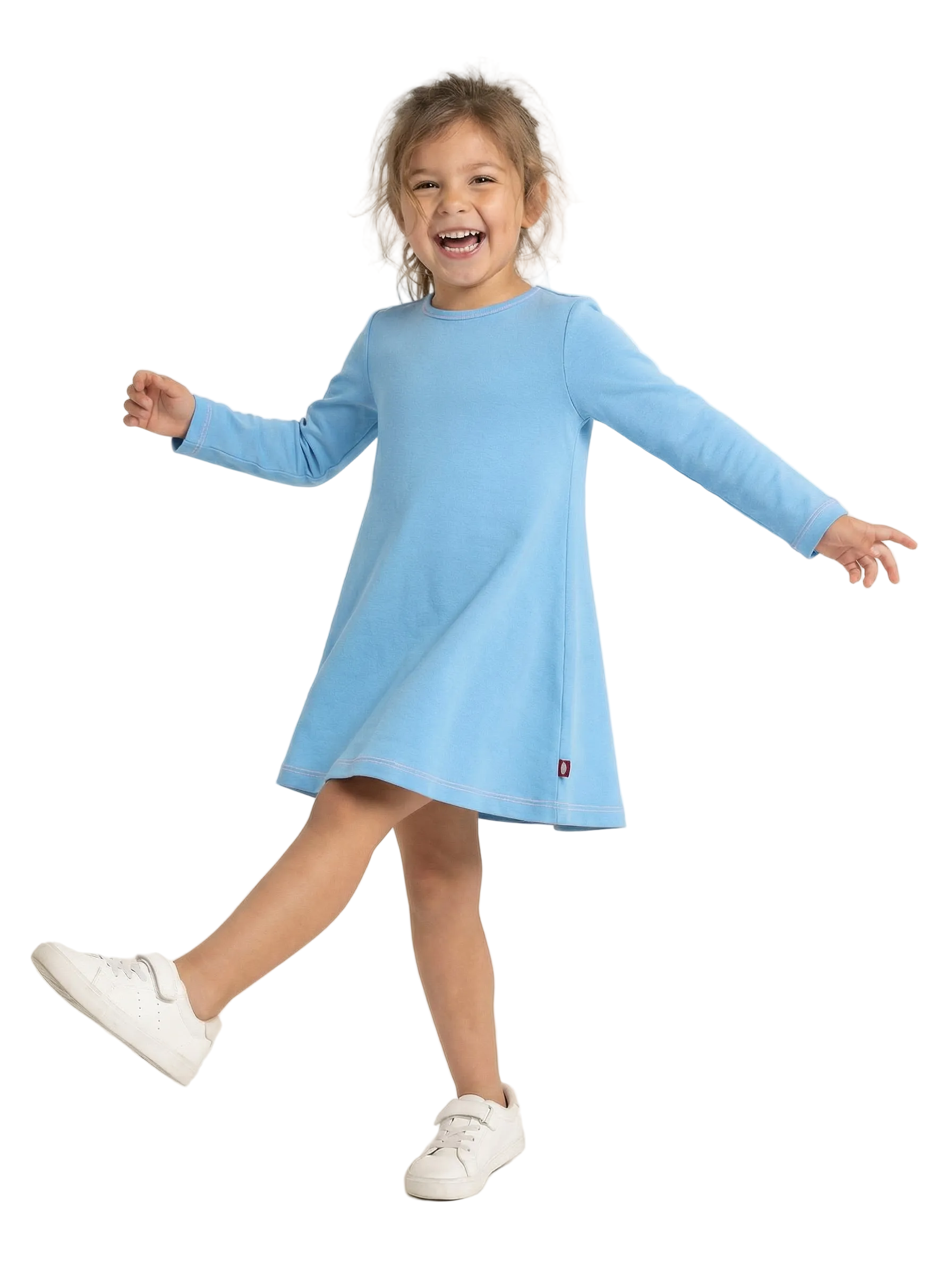 Girls Long Sleeve Baby Rib Cotton Dress - City Threads USA Girls Long Sleeve Baby Rib Cotton Dress - City Threads USA