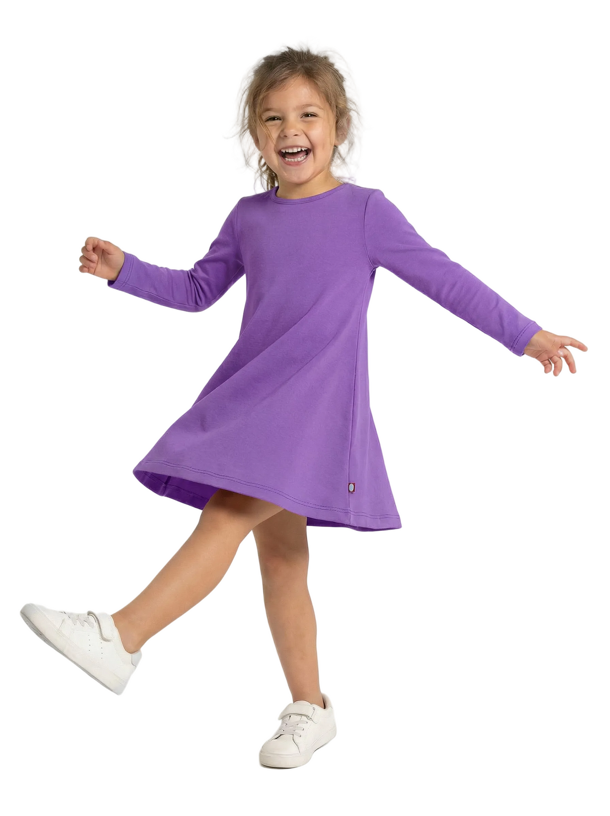 cotton purple dress Girls Long Sleeve Baby Rib Cotton Dress | Deep Purple - Super Comfy Kids Clothing, 100% Cotton, Sensory Friendly, USA Made