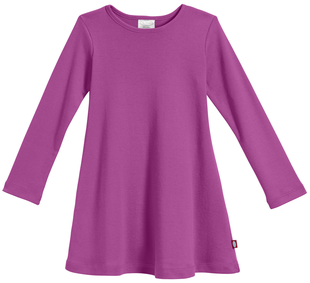 Girls Soft Cotton Long Sleeve Baby Rib Dress | Plum