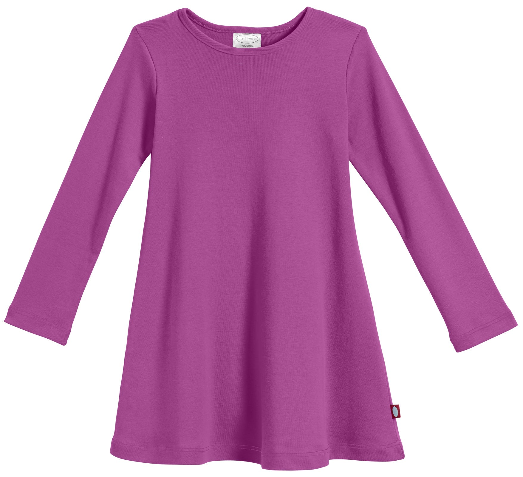 girls cotton dresses Girls Soft Cotton Long Sleeve Baby Rib Dress | Plum / 2T
