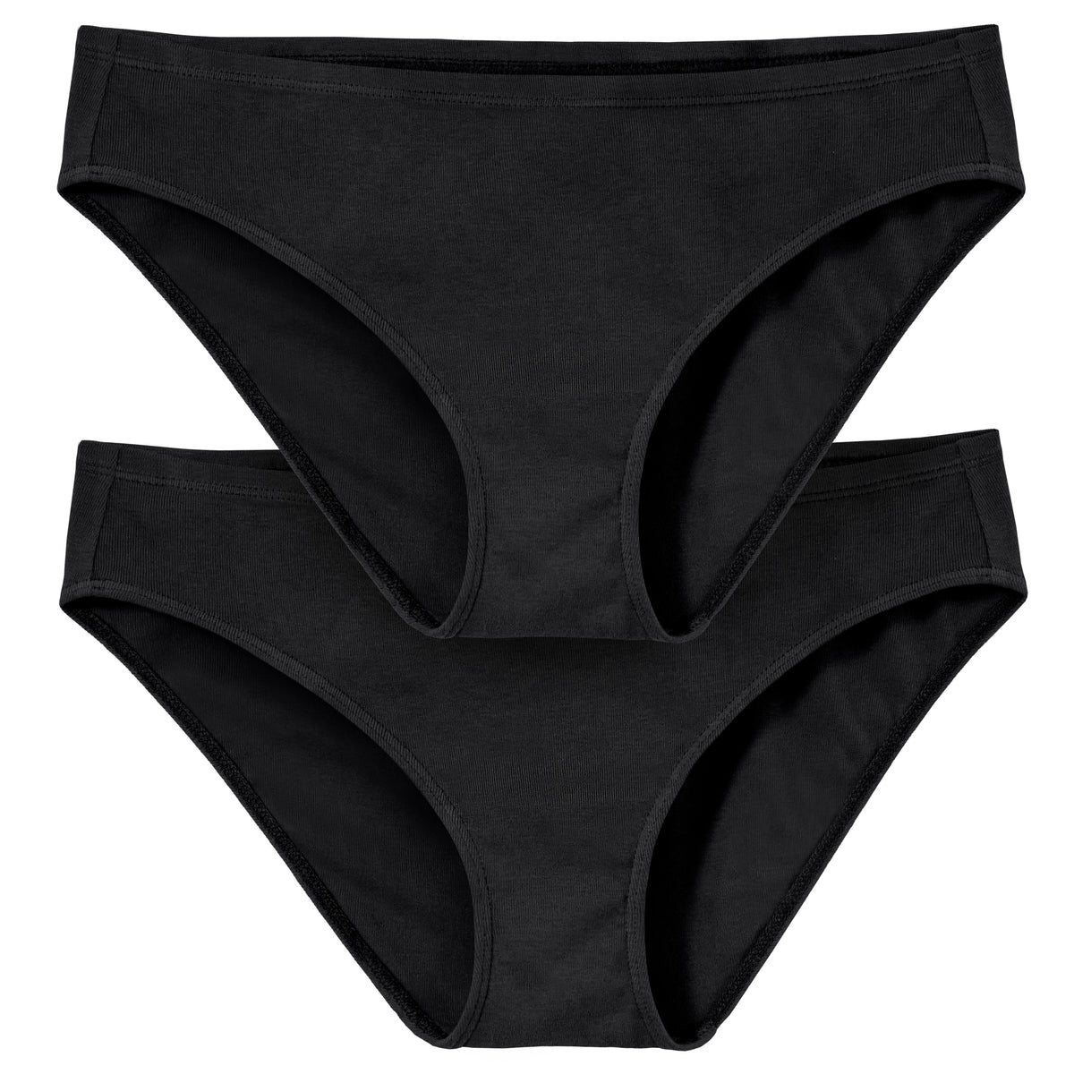 Women's Soft 100% Organic Cotton Bikini Underwear 2-Pack | Black