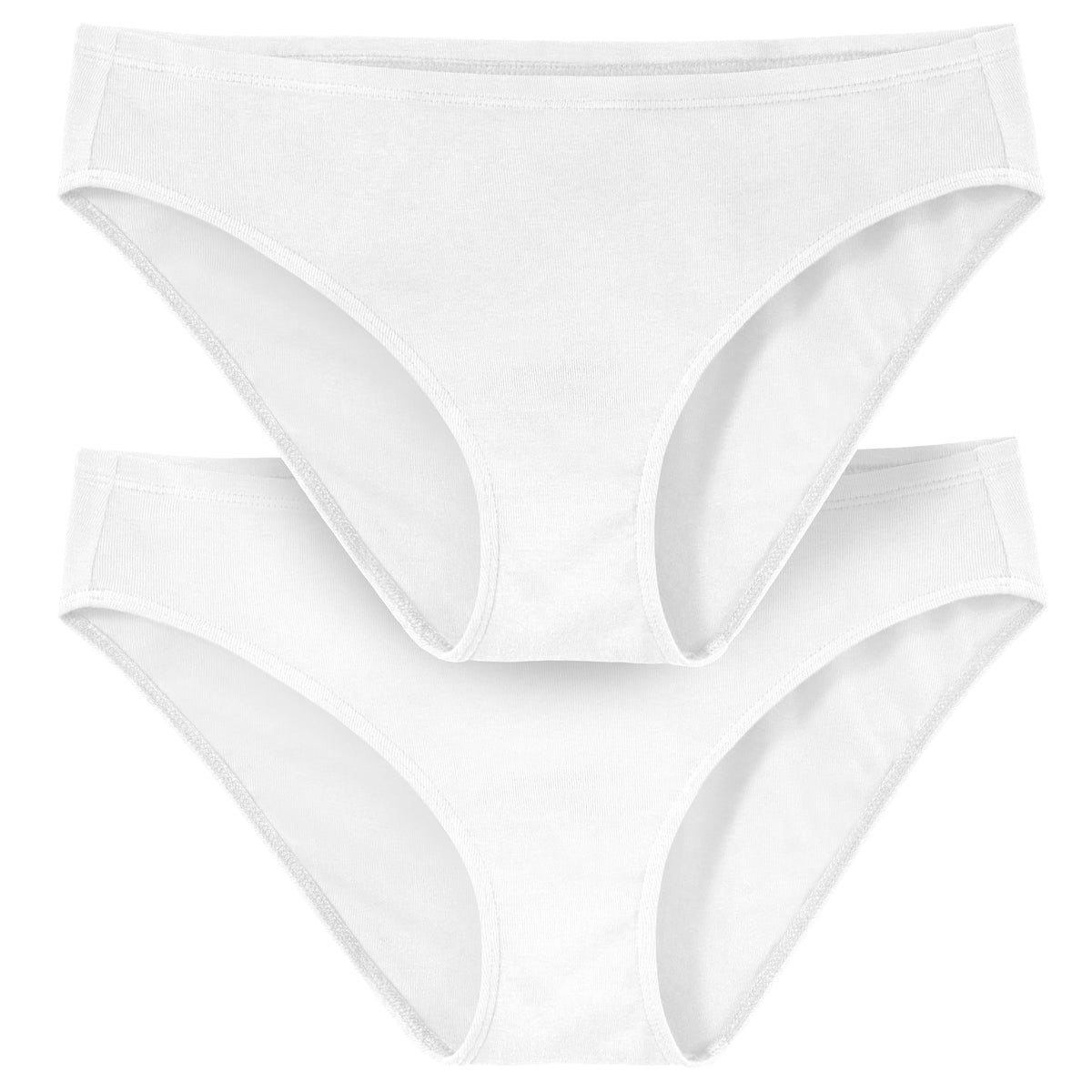 Women's Soft 100% Organic Cotton Bikini Underwear 2-Pack | White