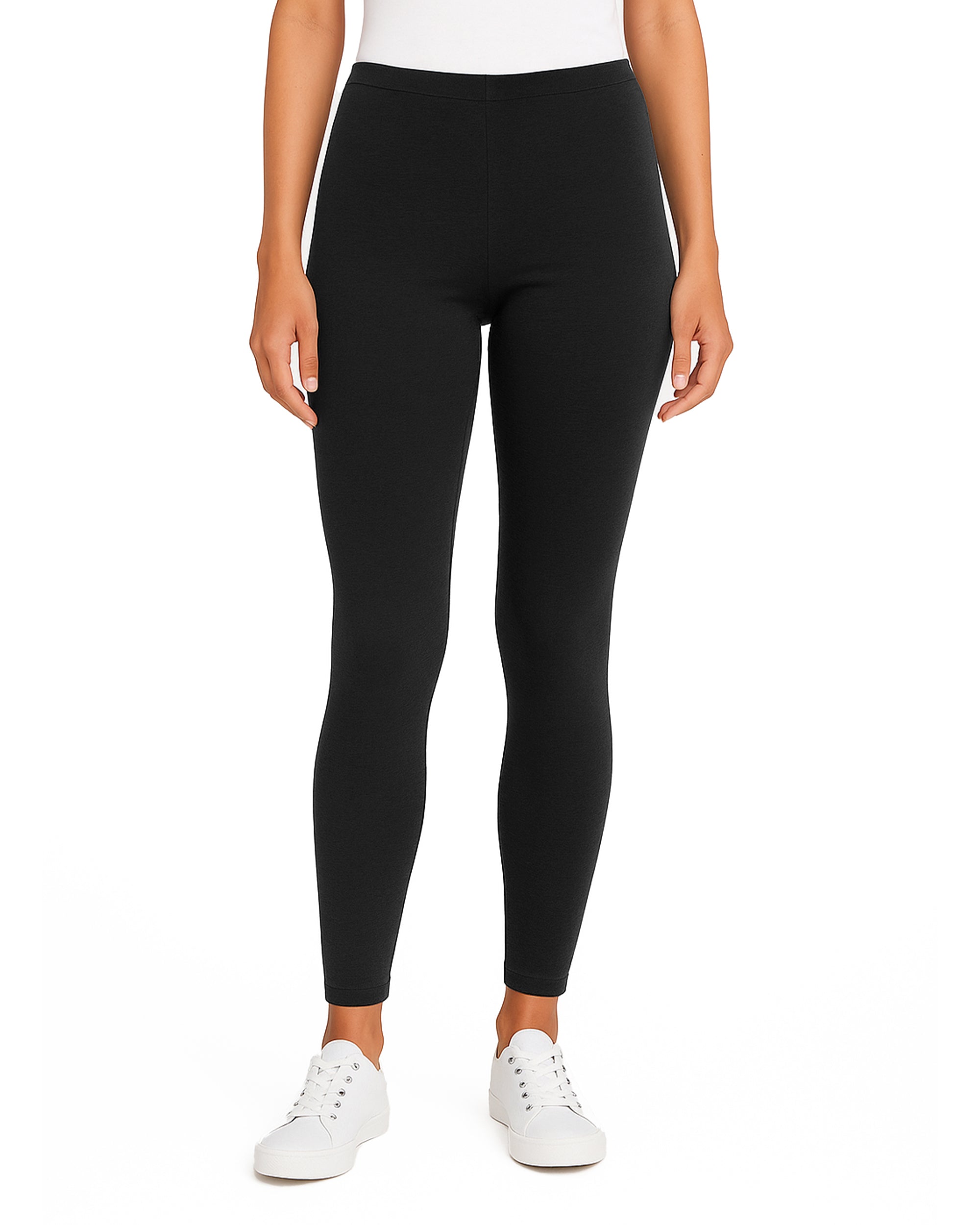Women's 100% Cotton Leggings Made in the USA - Super Soft, Stretchy and Breathable. Sensory Friendly Clothing by City Threads, XS / Black