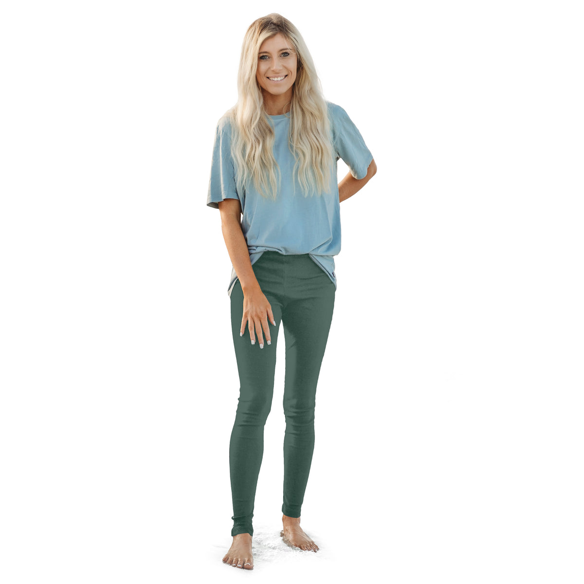 Women&#39;s Soft 100% Organic Cotton Leggings | Smoky Sage
