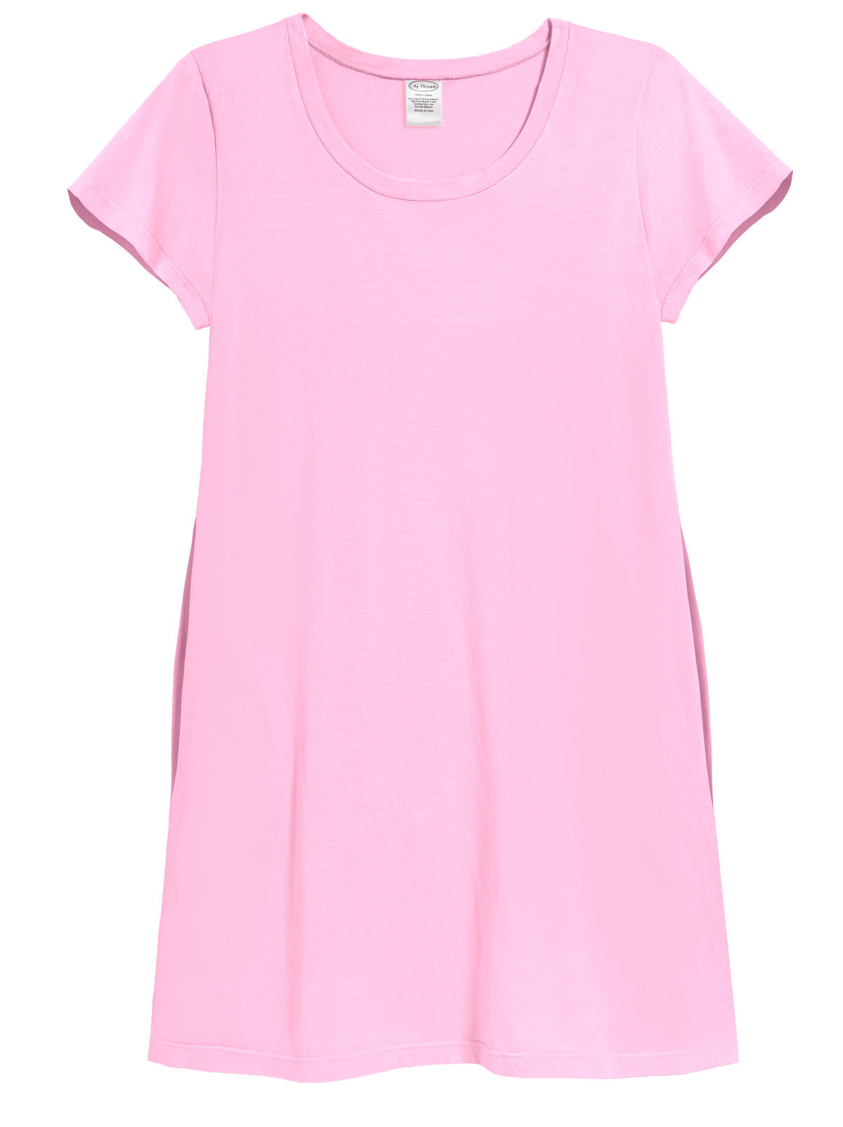 Women&#39;s Soft Supima Cotton Easy Cover-Up T-Shirt Pocket Dress | Bright Light Pink