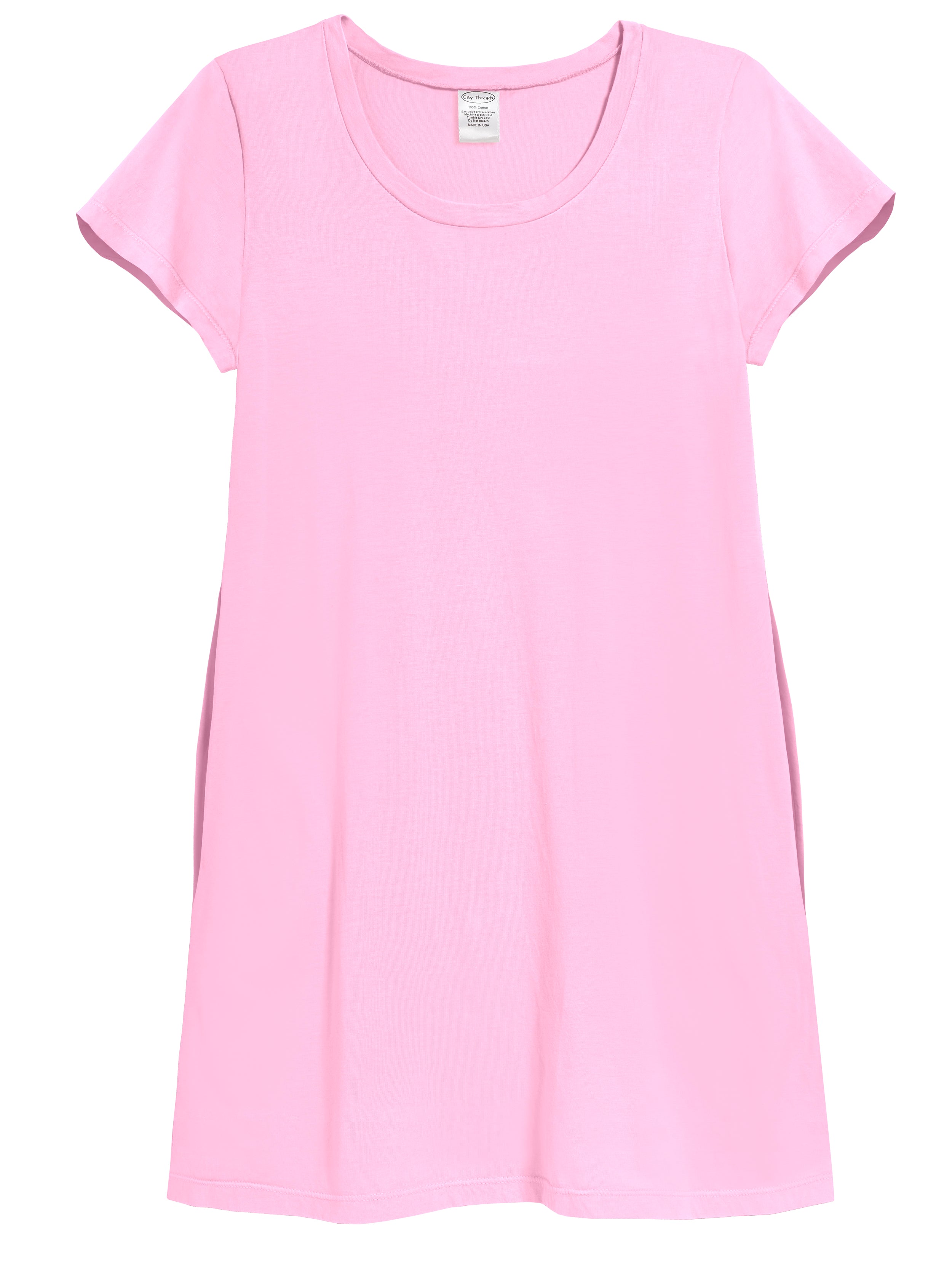 Women's Soft Supima Cotton Easy Cover-Up T-Shirt Pocket Dress | Bright  Light Pink