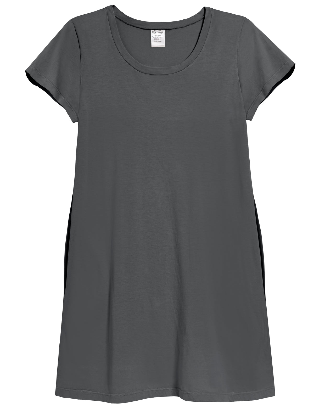 Women&#39;s Soft Supima Cotton Easy Cover-Up T-Shirt Pocket Dress | Charcoal