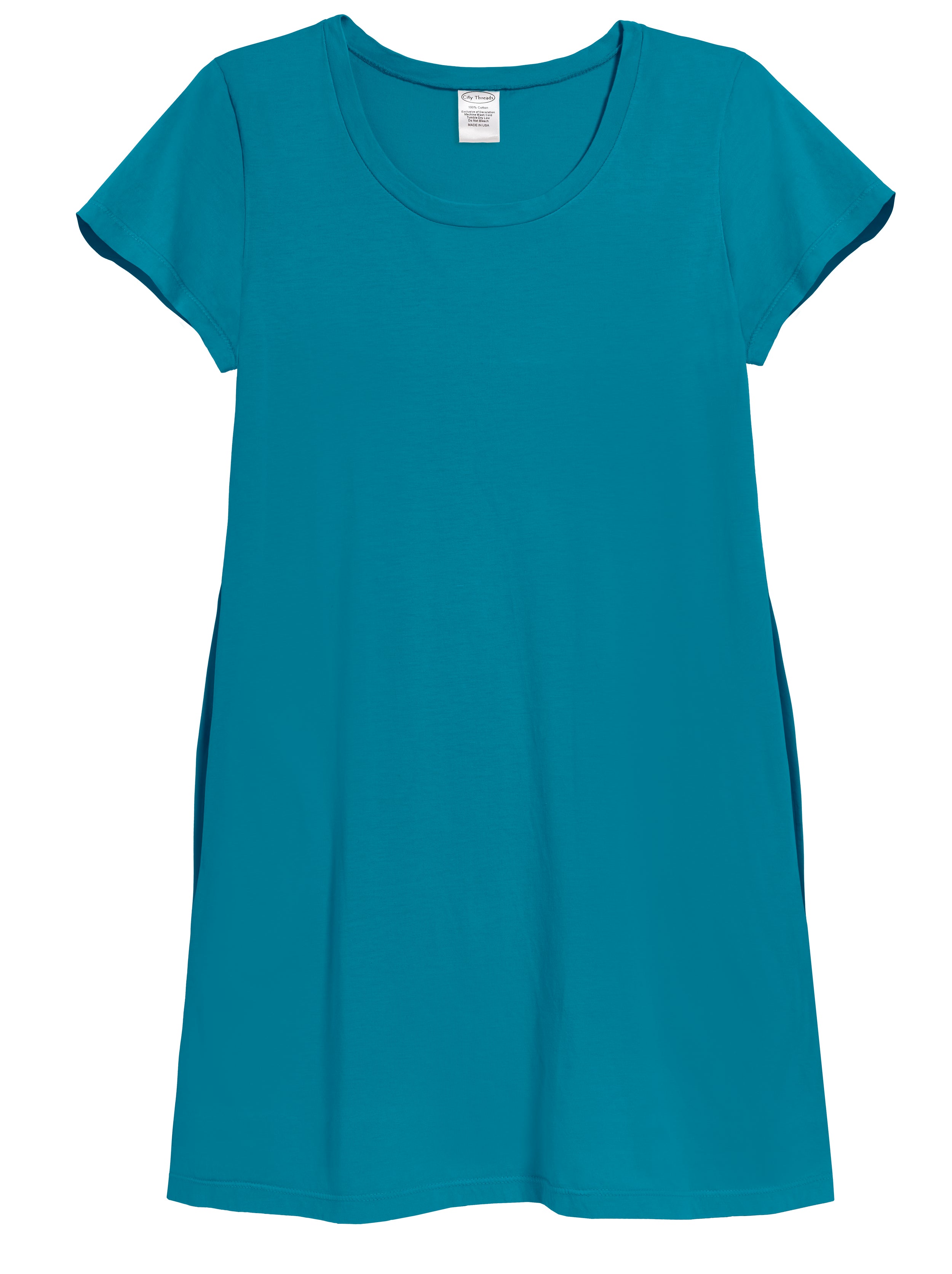 supima cotton dress City Threads USA-Made Women's Soft 100% Easy Cover-Up T-Shirt Pocket Dress, Teal, XX Large Sample Macy Size 00 Resort 2024 this supima cotton maxi Size:4 L
