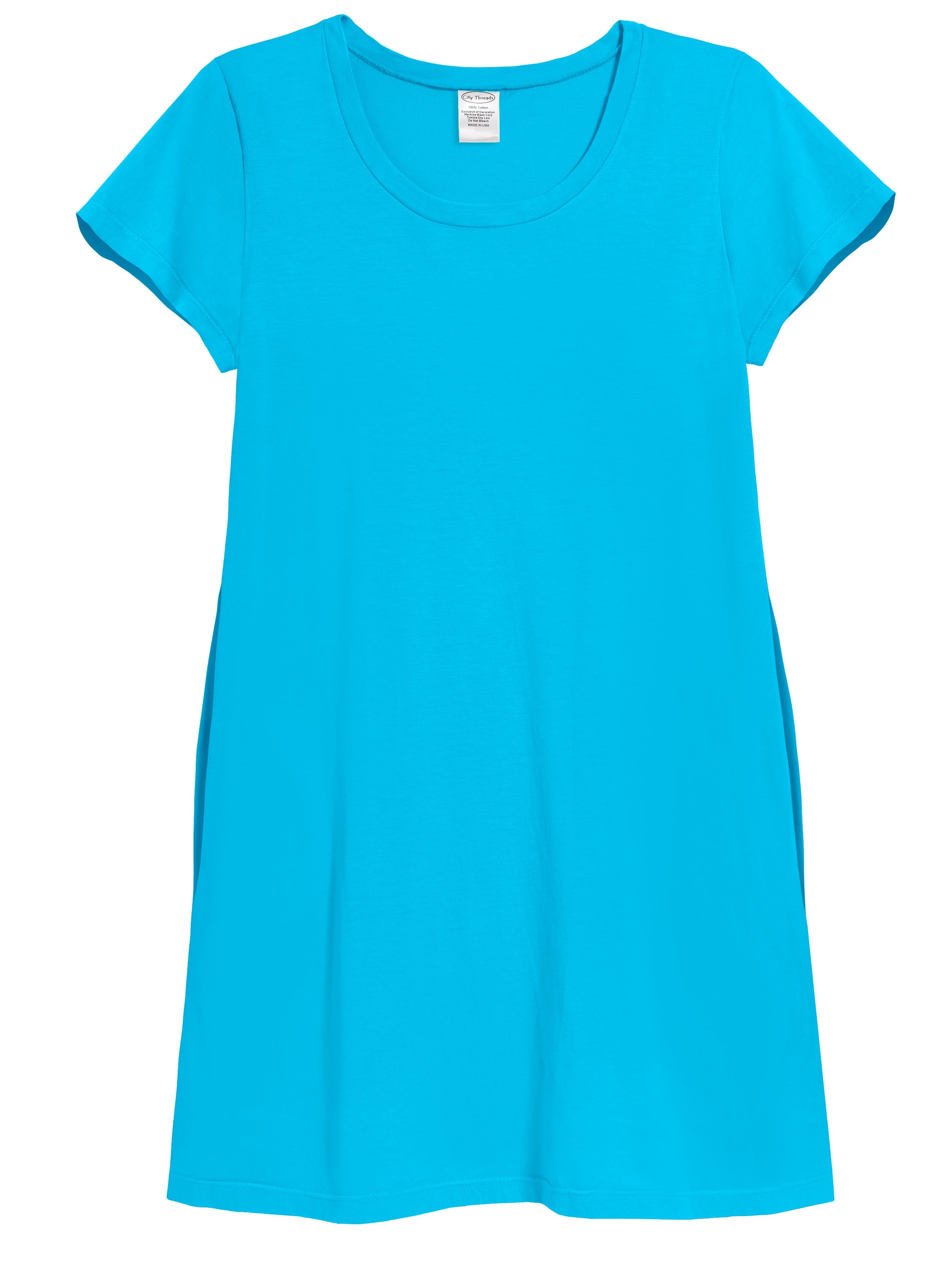 Women's Soft Supima Cotton Easy Cover-Up T-Shirt Pocket Dress | Turquo