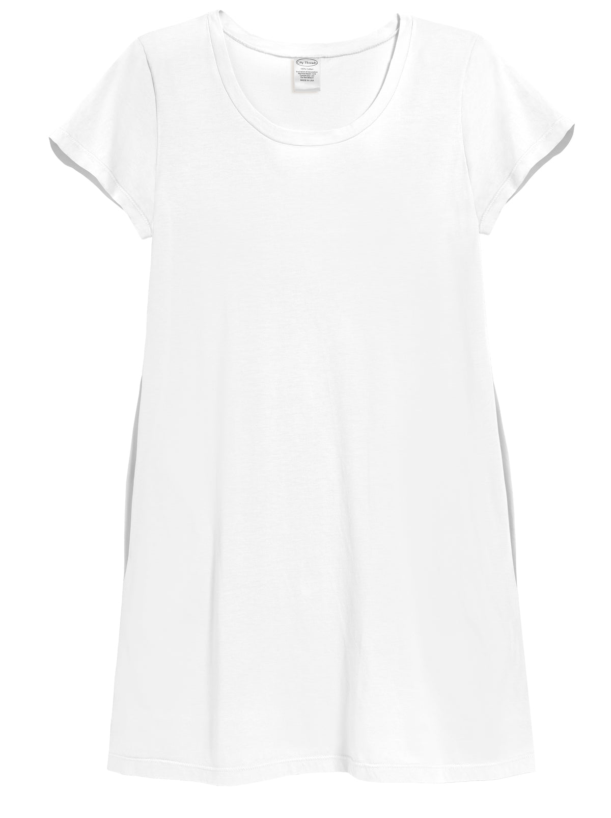 Women&#39;s Soft Supima Cotton Easy Cover-Up T-Shirt Pocket Dress | White