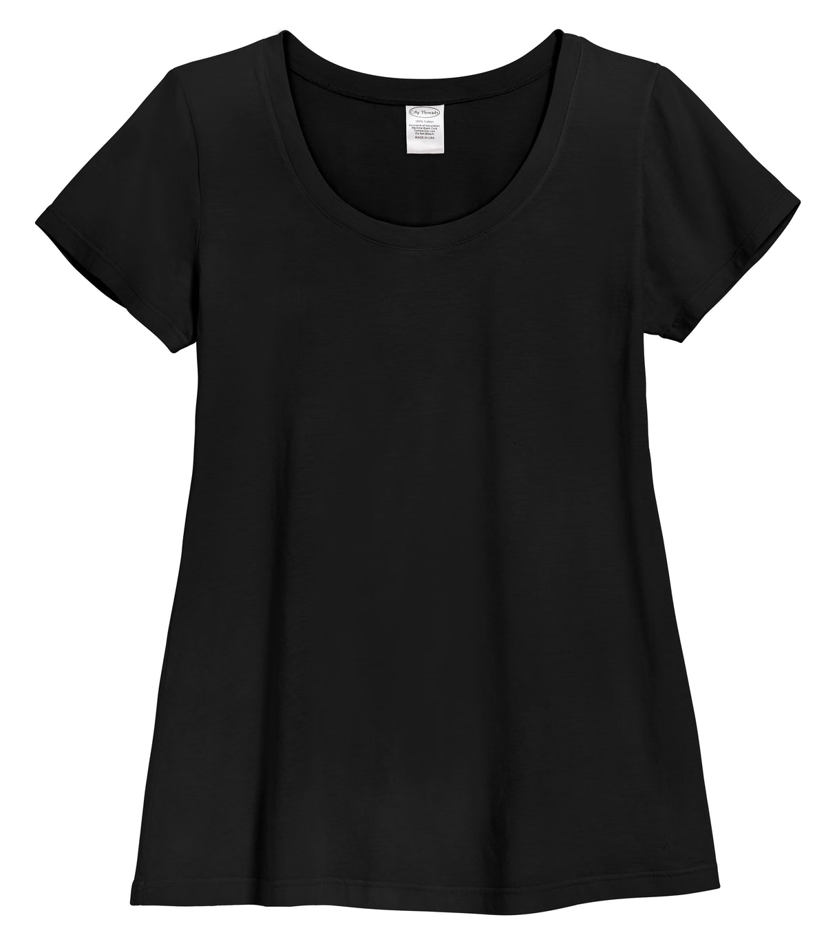 Women&#39;s Soft Supima Cotton Jersey Short Sleeve Everyday Comfy Crew Tee | Black