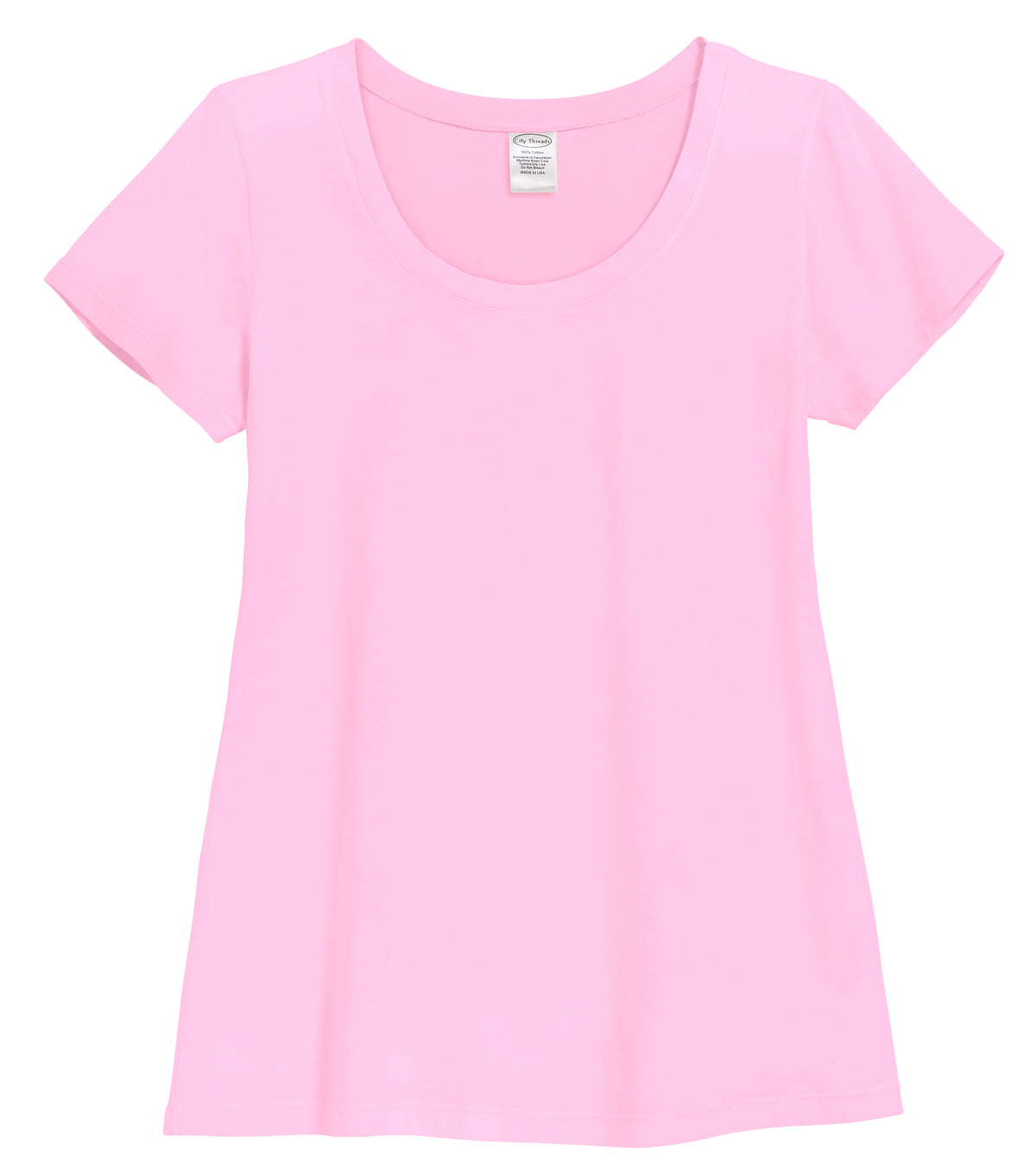Women&#39;s Soft Supima Cotton Jersey Short Sleeve Everyday Comfy Crew Tee | Bright Light Pink