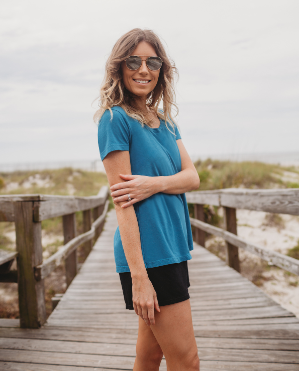 Women&#39;s Soft Supima Cotton Short Sleeve Everyday Comfy Crew Tee | Teal