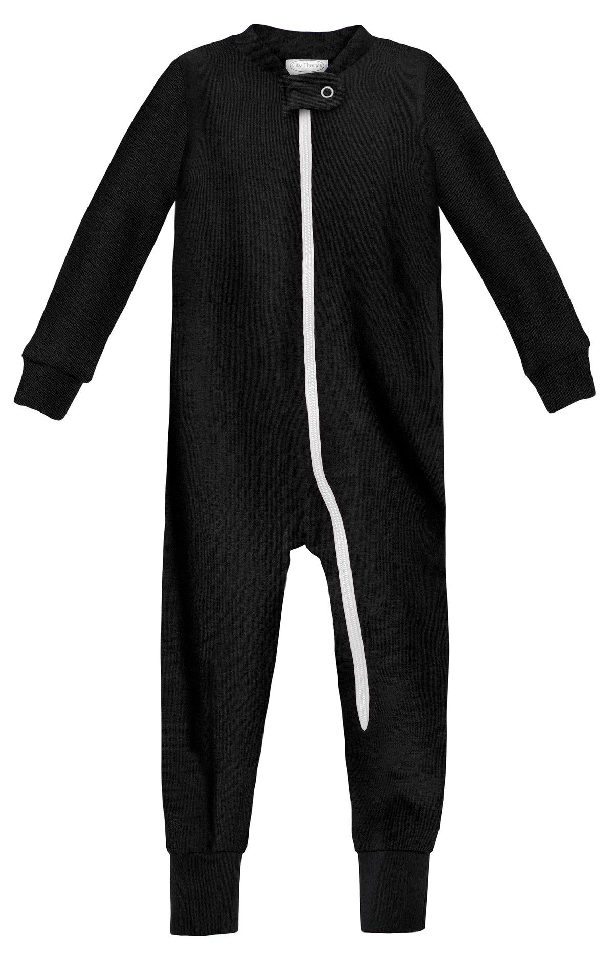 Super-Soft Organic Cotton Footless Zip Footie| Black