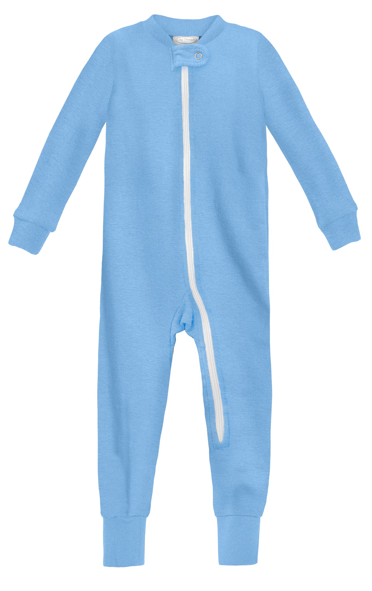 Super-Soft Organic Cotton Footless Zip Footie| Bright Light Blue