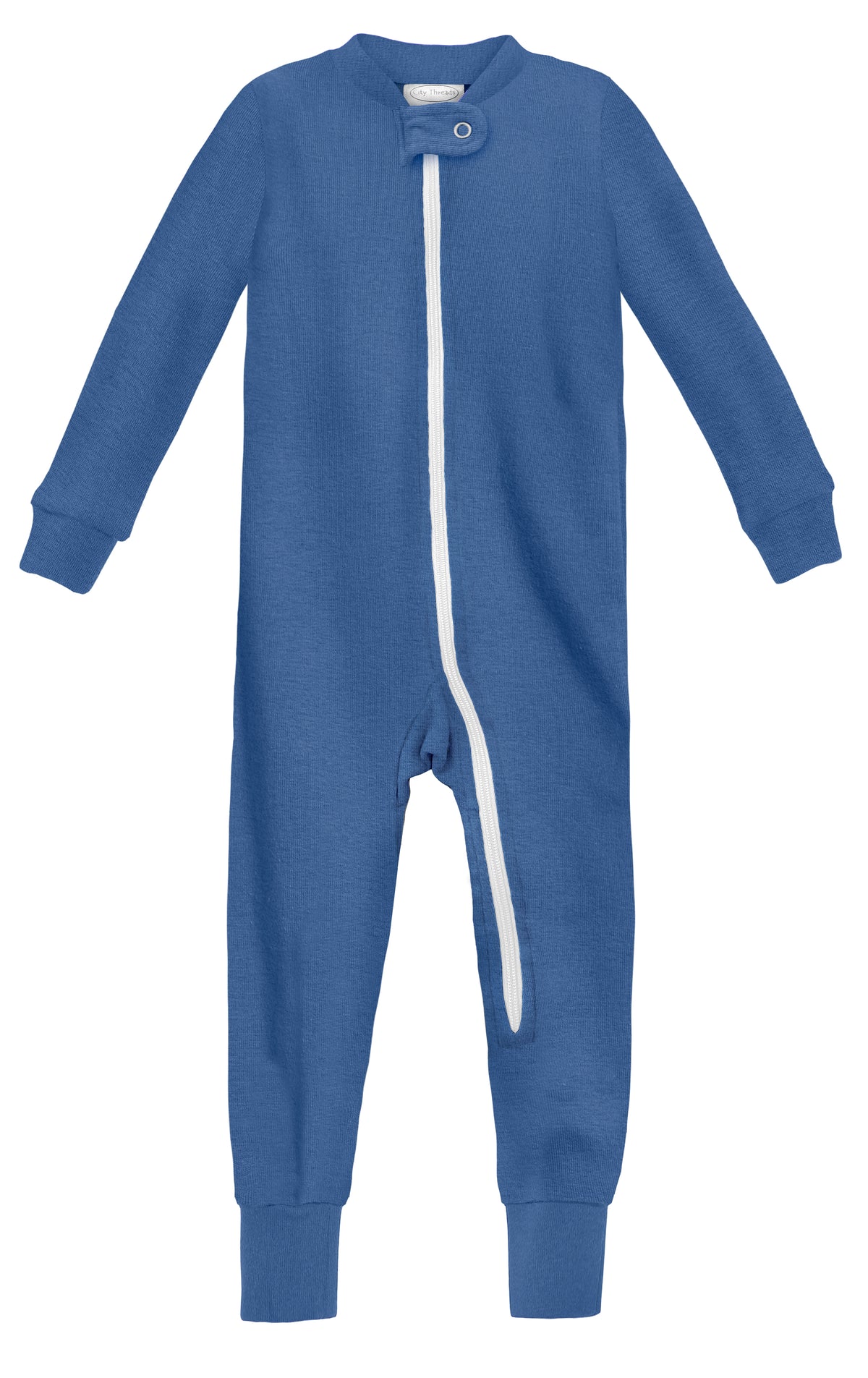 Super-Soft Organic Cotton Footless Zip Footie| Smurf