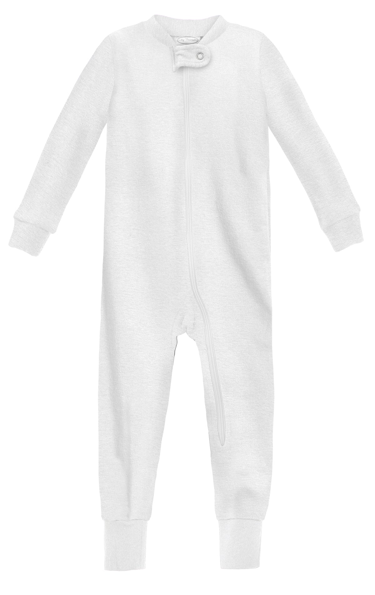 Super-Soft Organic Cotton Footless Zip Footie| White