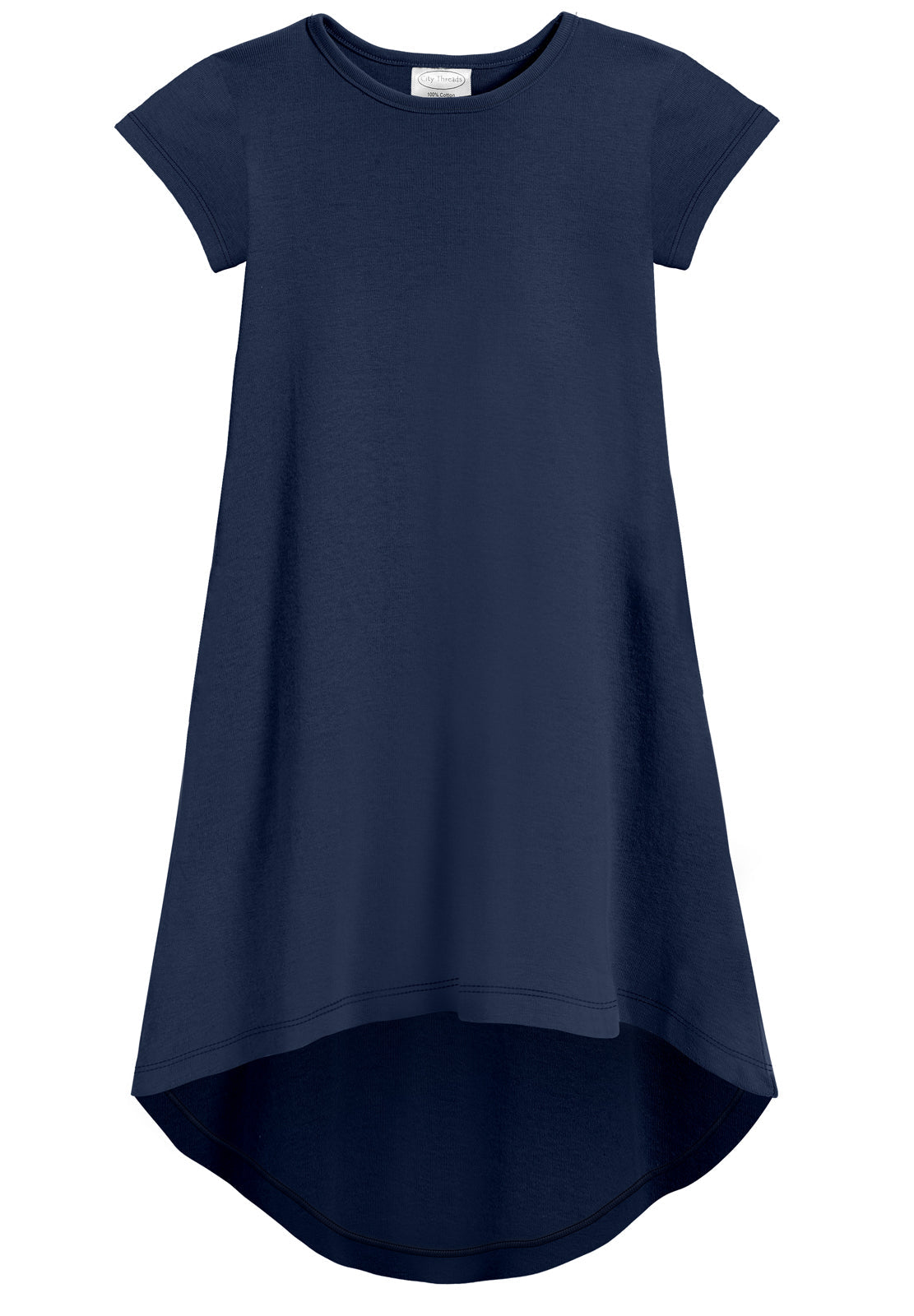 Girls Jersey Short Sleeve Hi-Lo Maxi Dress - Super Comfy Kids Clothing, 100% Cotton, Sensory Friendly, USA Made