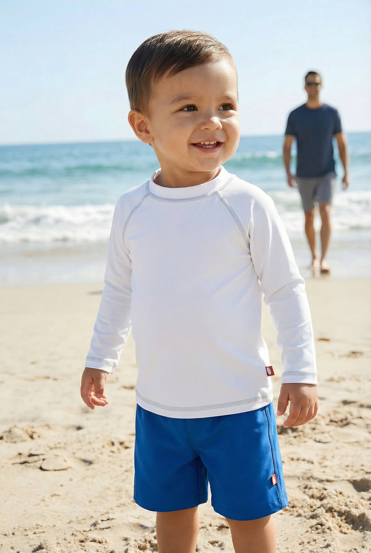 Boys UPF 50+ Long Sleeve Rashguard | White