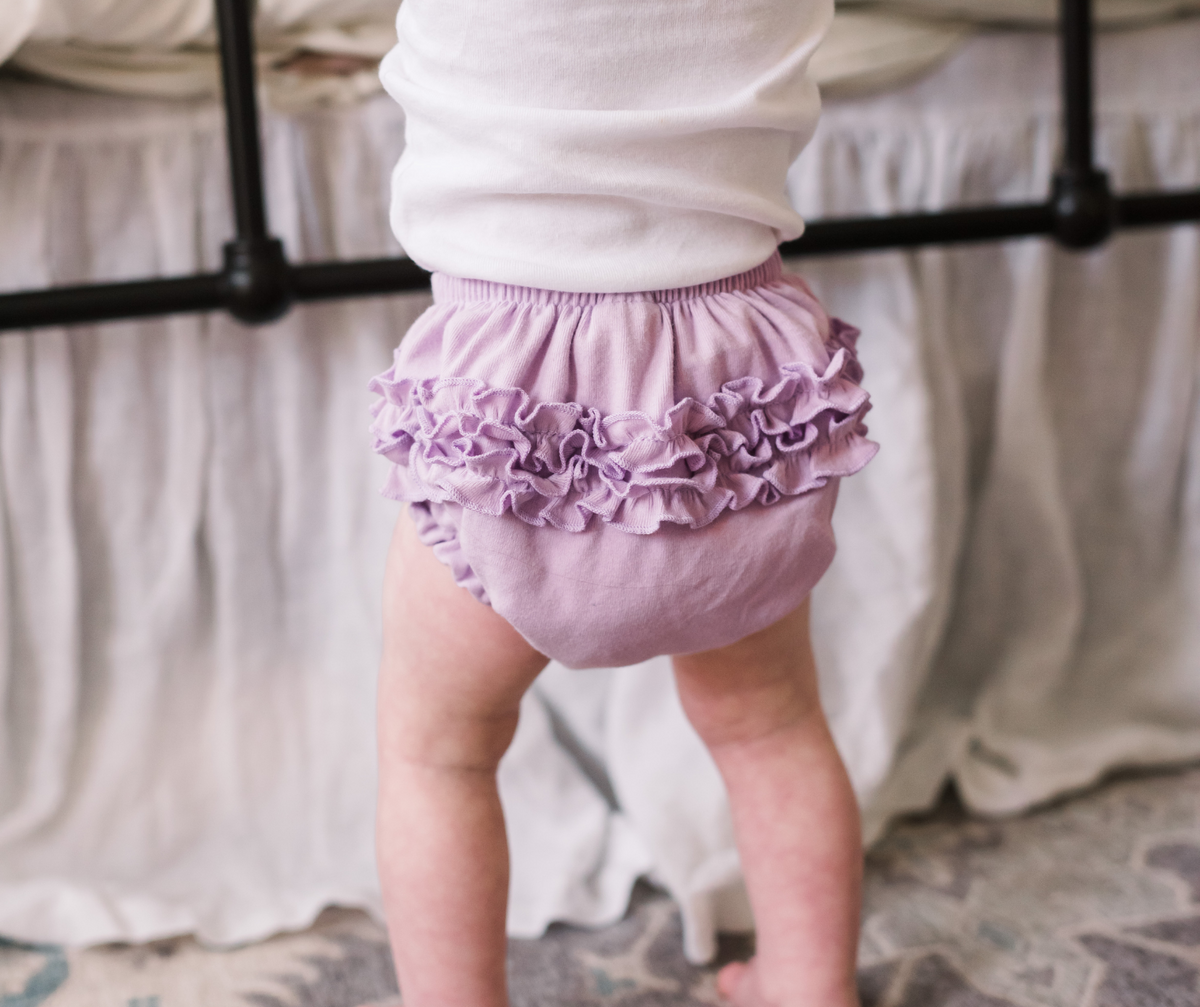 Girls Soft Cotton Ruffle Diaper Cover | Plum