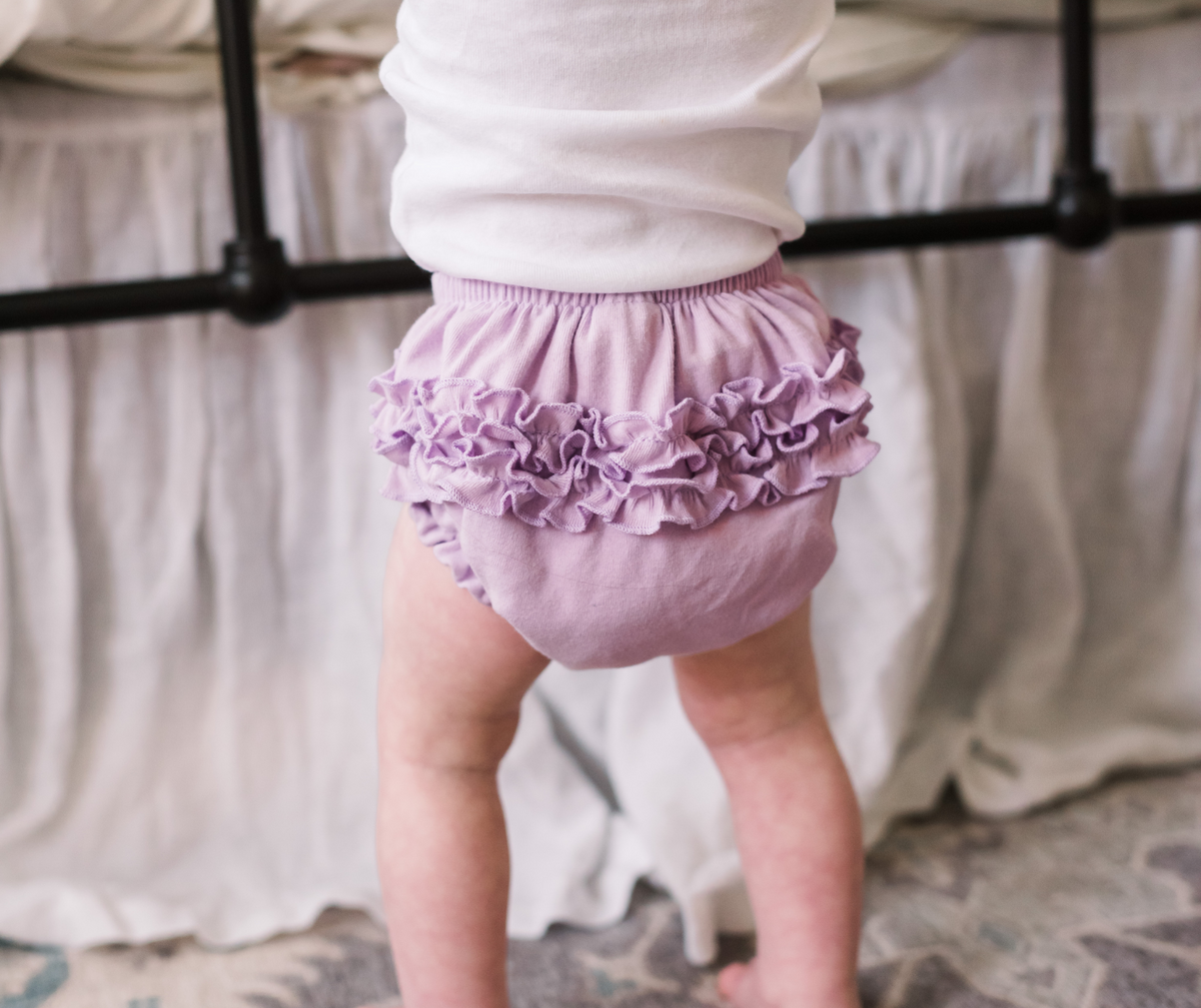 Girls Soft Cotton Ruffle Diaper Cover | Lavender