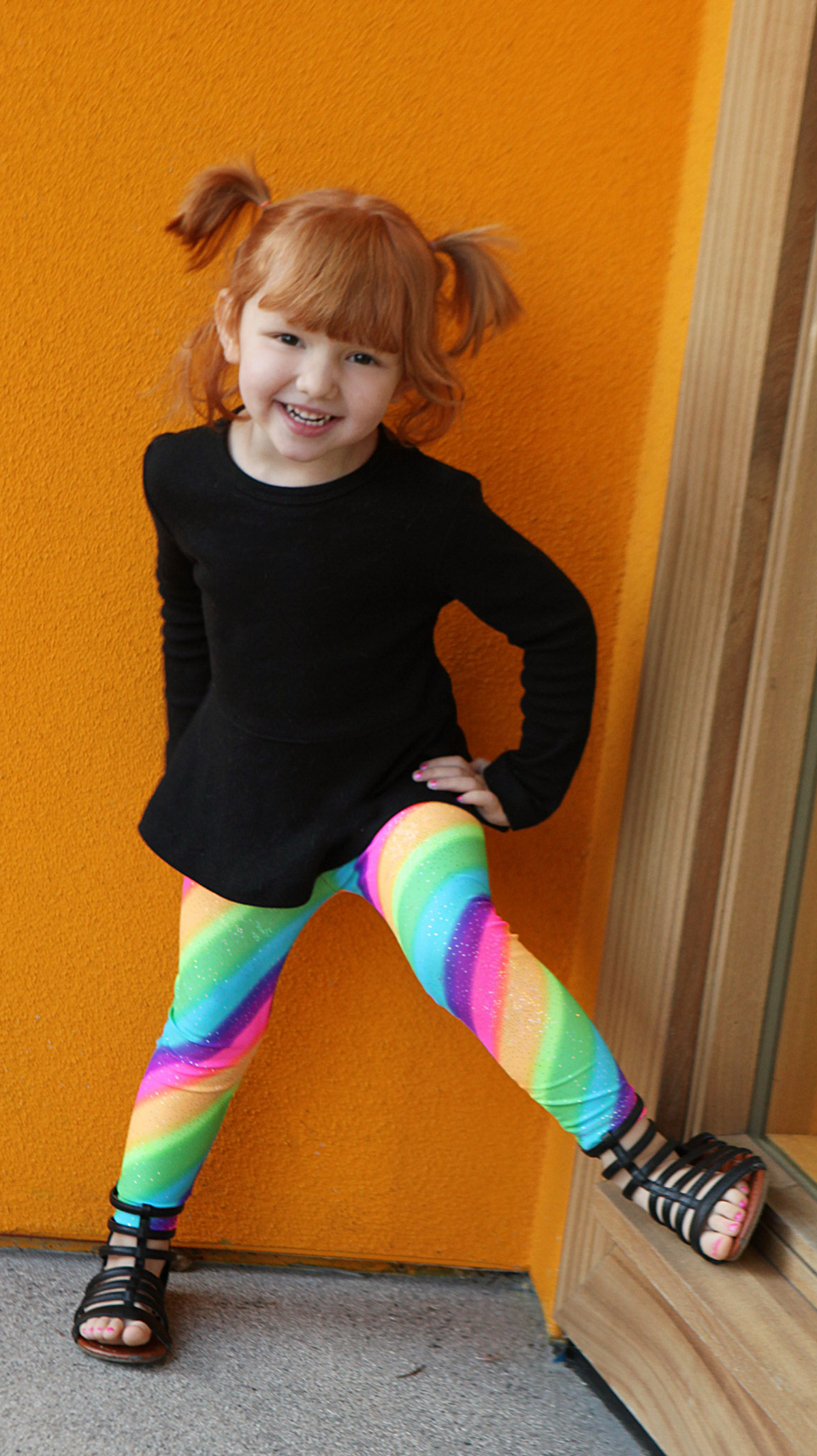 Girls Novelty Stretch Leggings  | Black Sparkly Shimmer