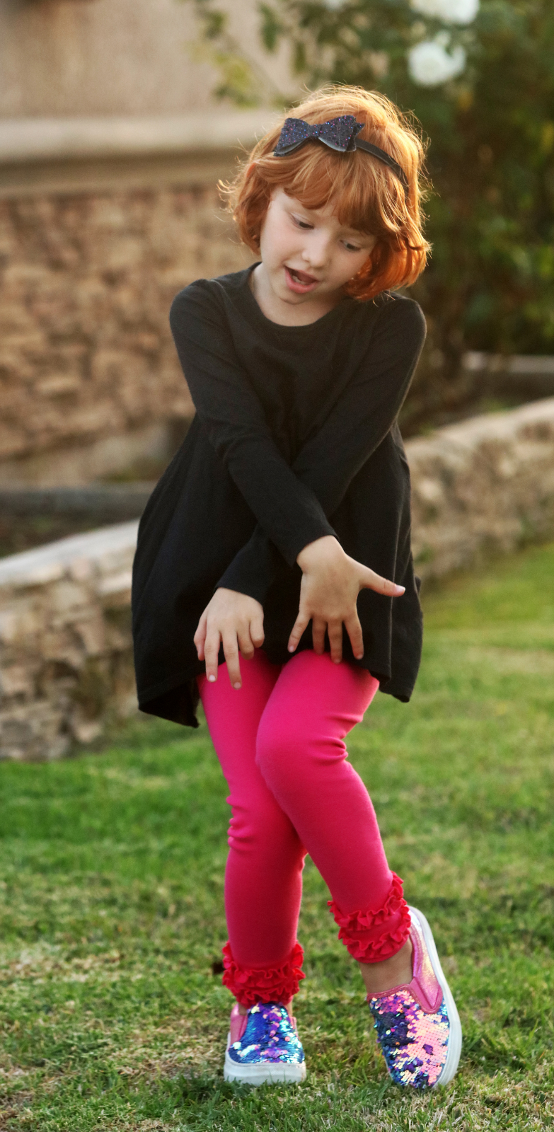 Girls Soft Cotton Ruffle Leggings | Elf Green