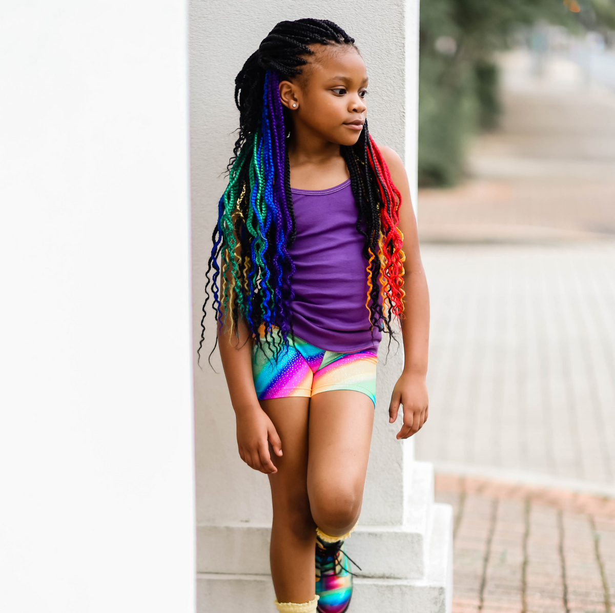 Girls Novelty Bike Shorts  | Rainbow Sparkle