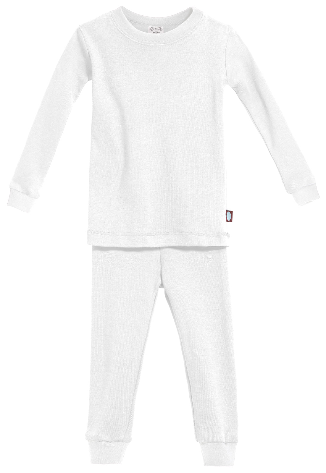 Boys and Girls Soft Organic Cotton Snug Fit Pajama Sets | White