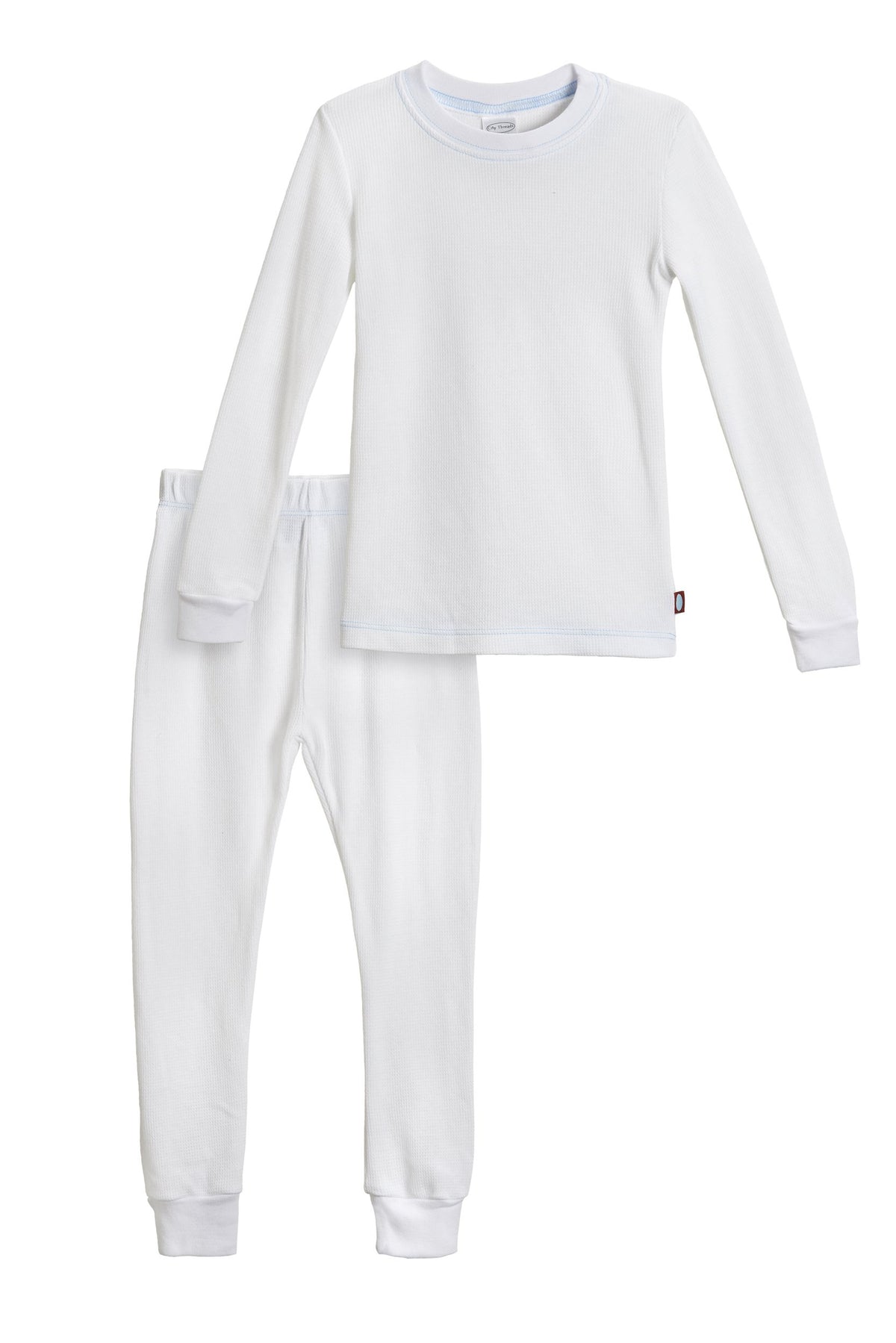 Boys Soft &amp; Cozy Thermal 2-Piece Long Johns | White w- Baby Blue Stitch 18/24