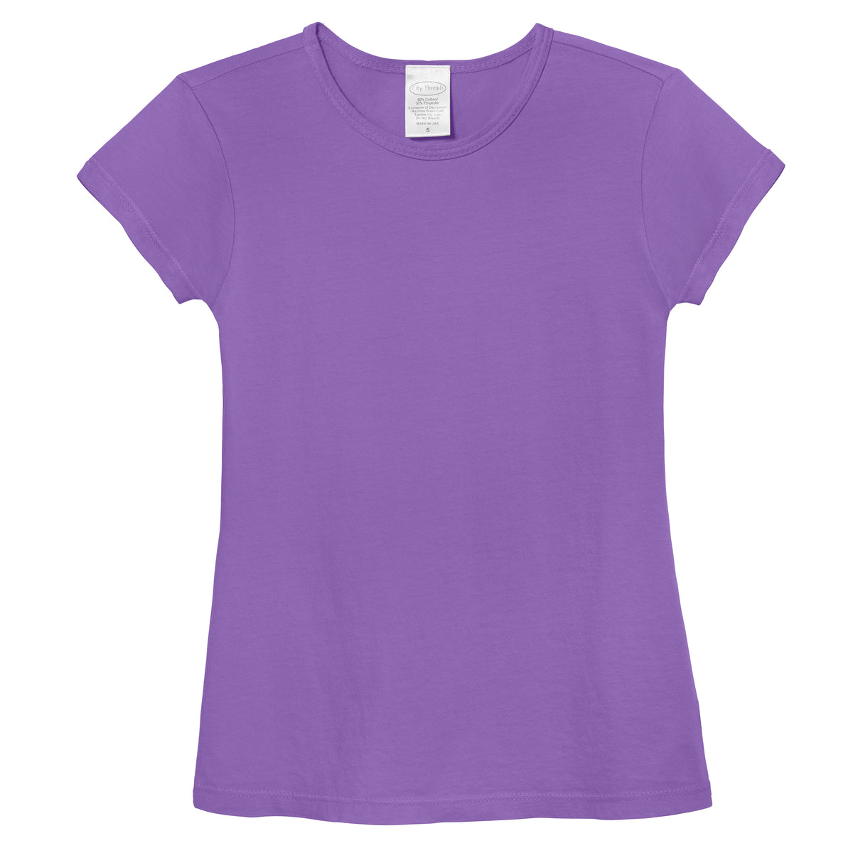 Girls Soft Cotton Jersey Cap Sleeve Crew Tee | Deep Purple