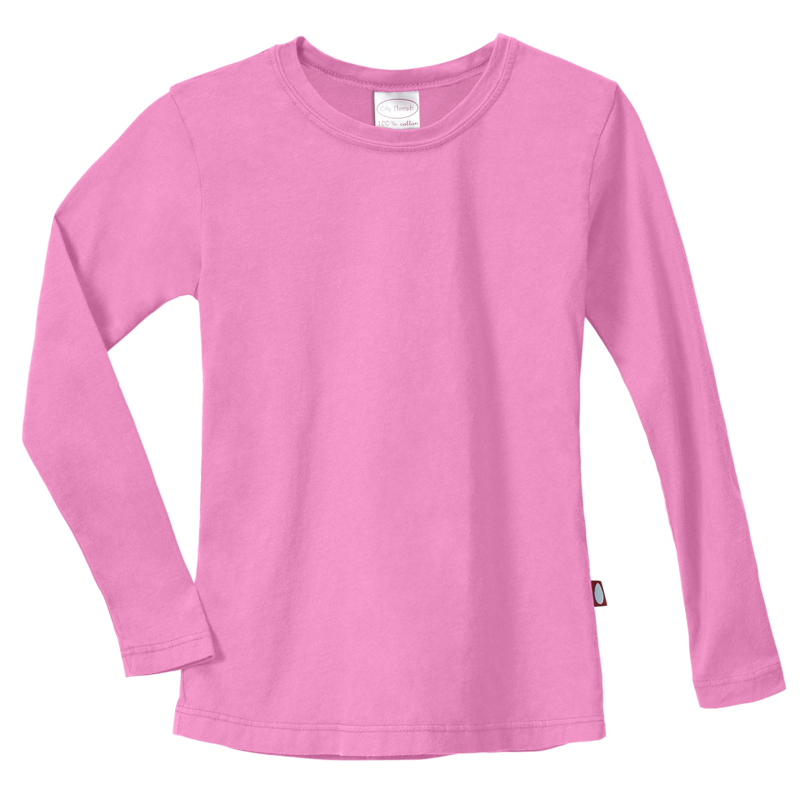 Girls Soft Cotton Jersey Long Sleeve Tee | Medium Pink