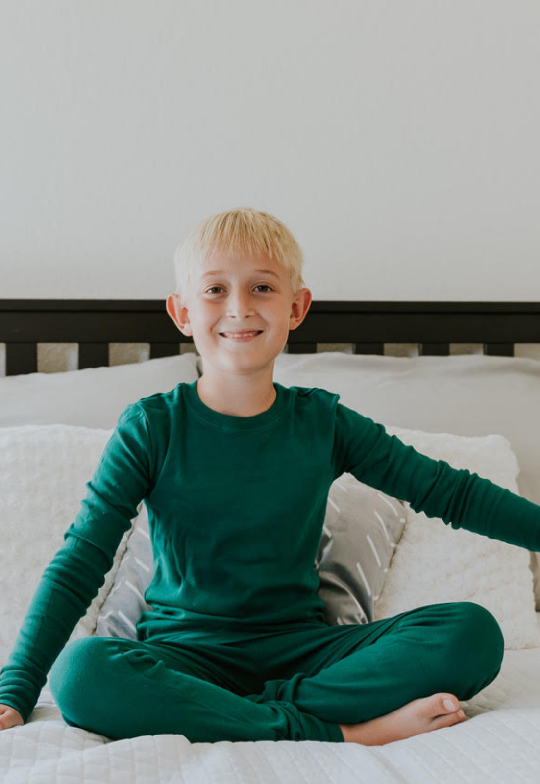 Boys and Girls Soft Organic Cotton Snug Fit Pajama Sets  | Forest Green