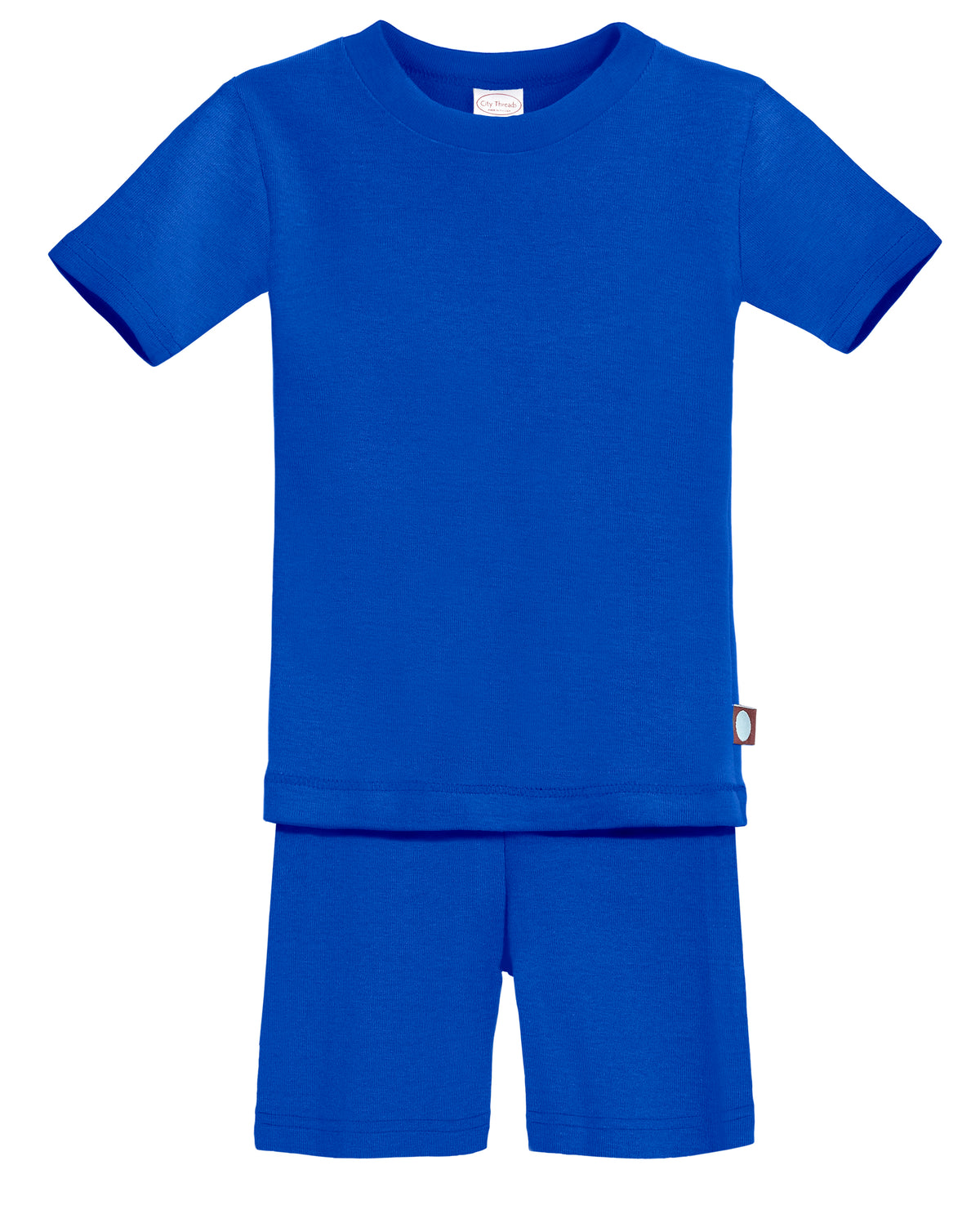 Boys and Girls Soft Organic Cotton Short Sleeve Snug Fit Pajama Set | Crayon Blue