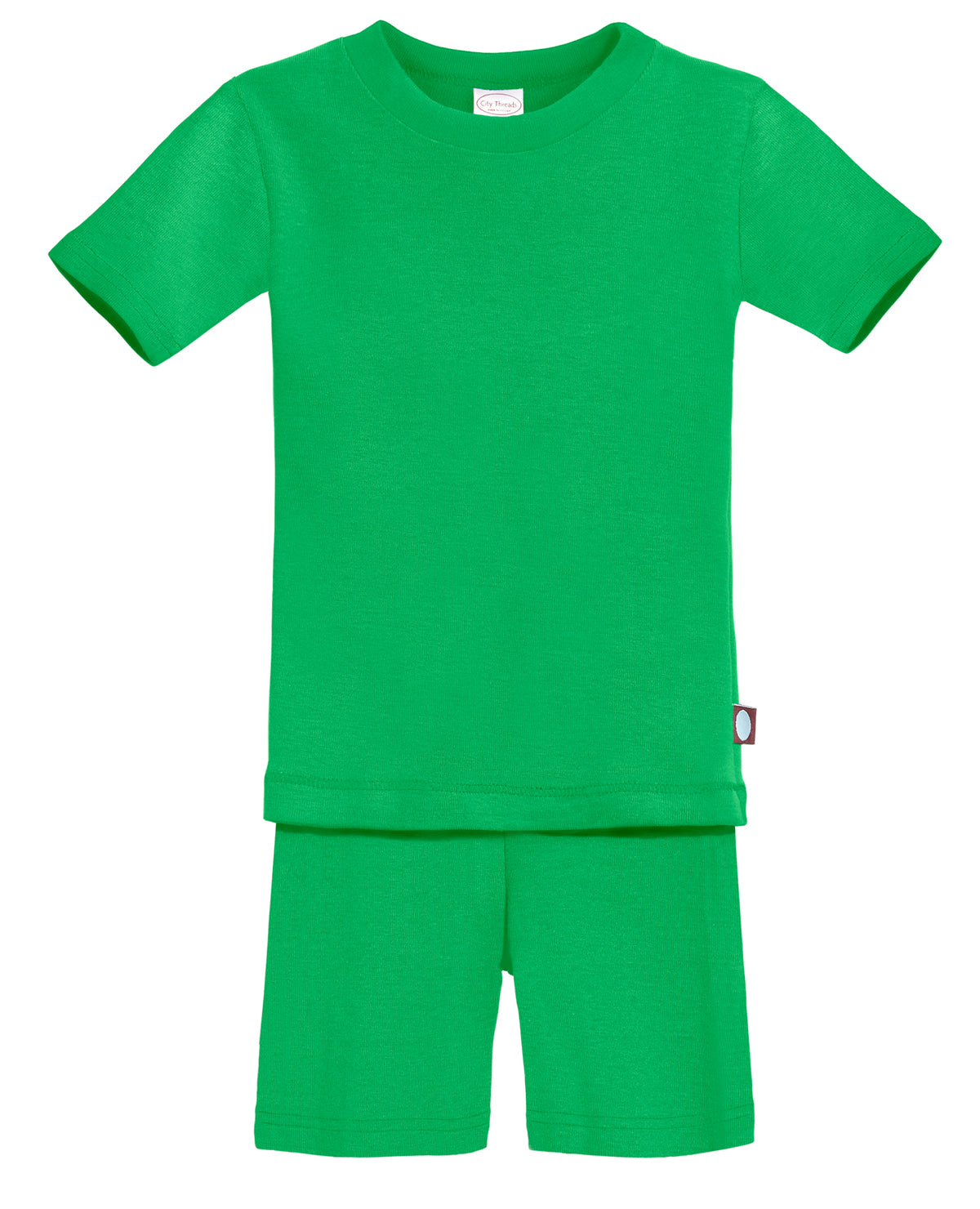 Boys and Girls Soft Organic Cotton Short Sleeve Snug Fit Pajama Set | Elf Green