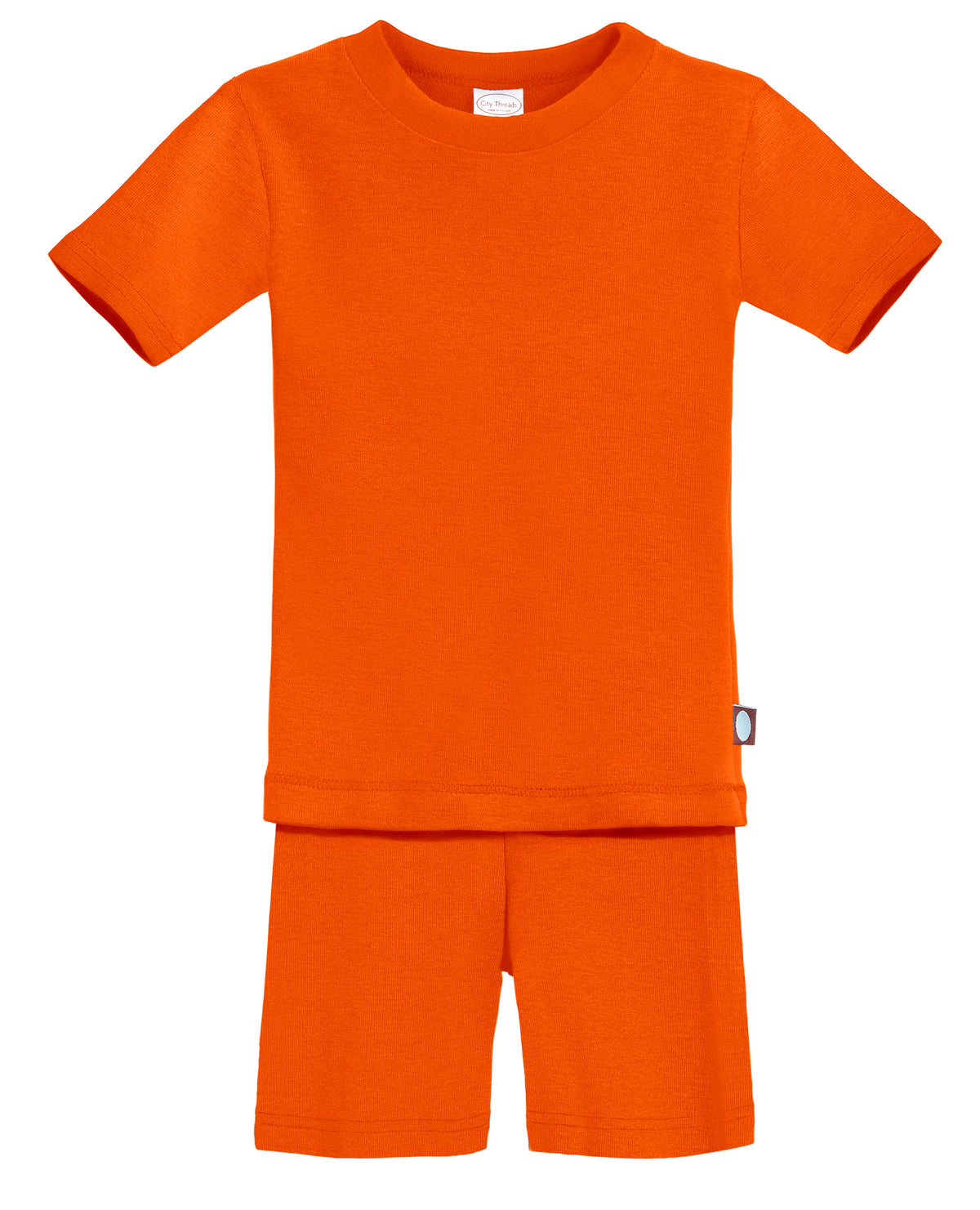 Boys and Girls Soft Organic Cotton Short Sleeve Snug Fit Pajama Set | Orange