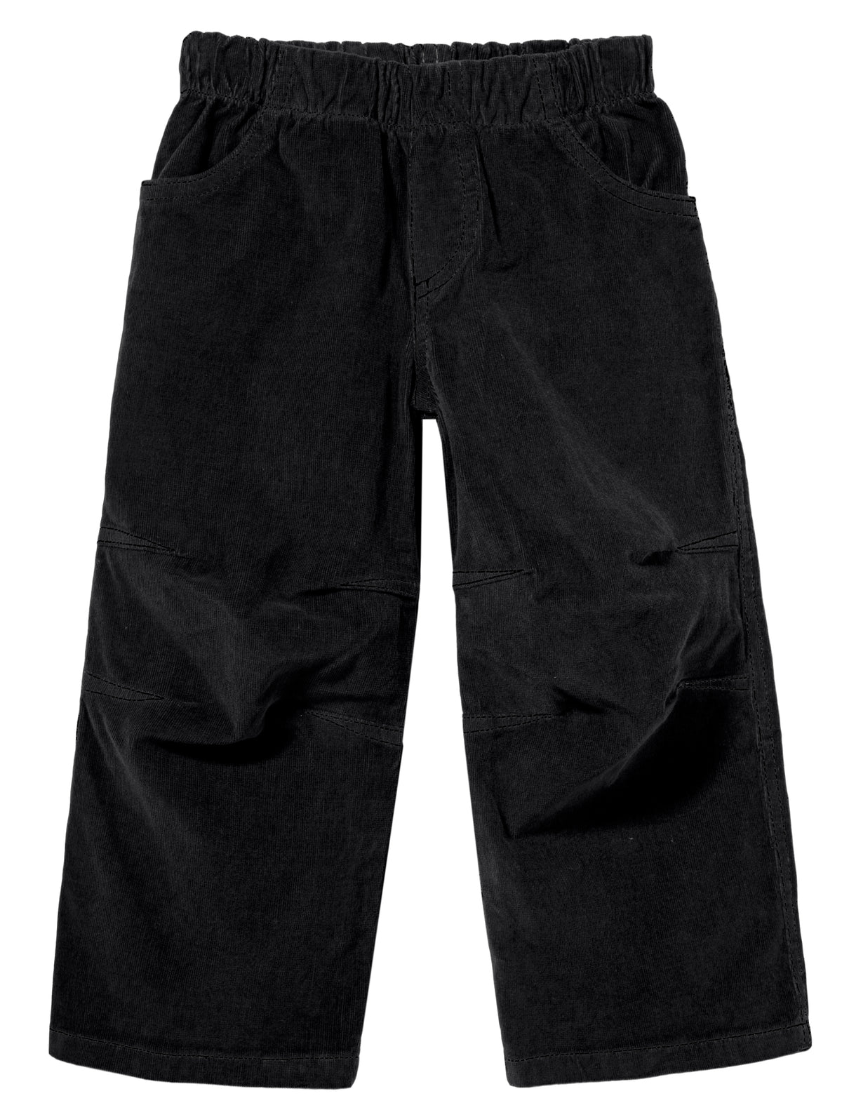 Soft Stretch Cord Pants With Knee Articulation - Matching Stitch | Black