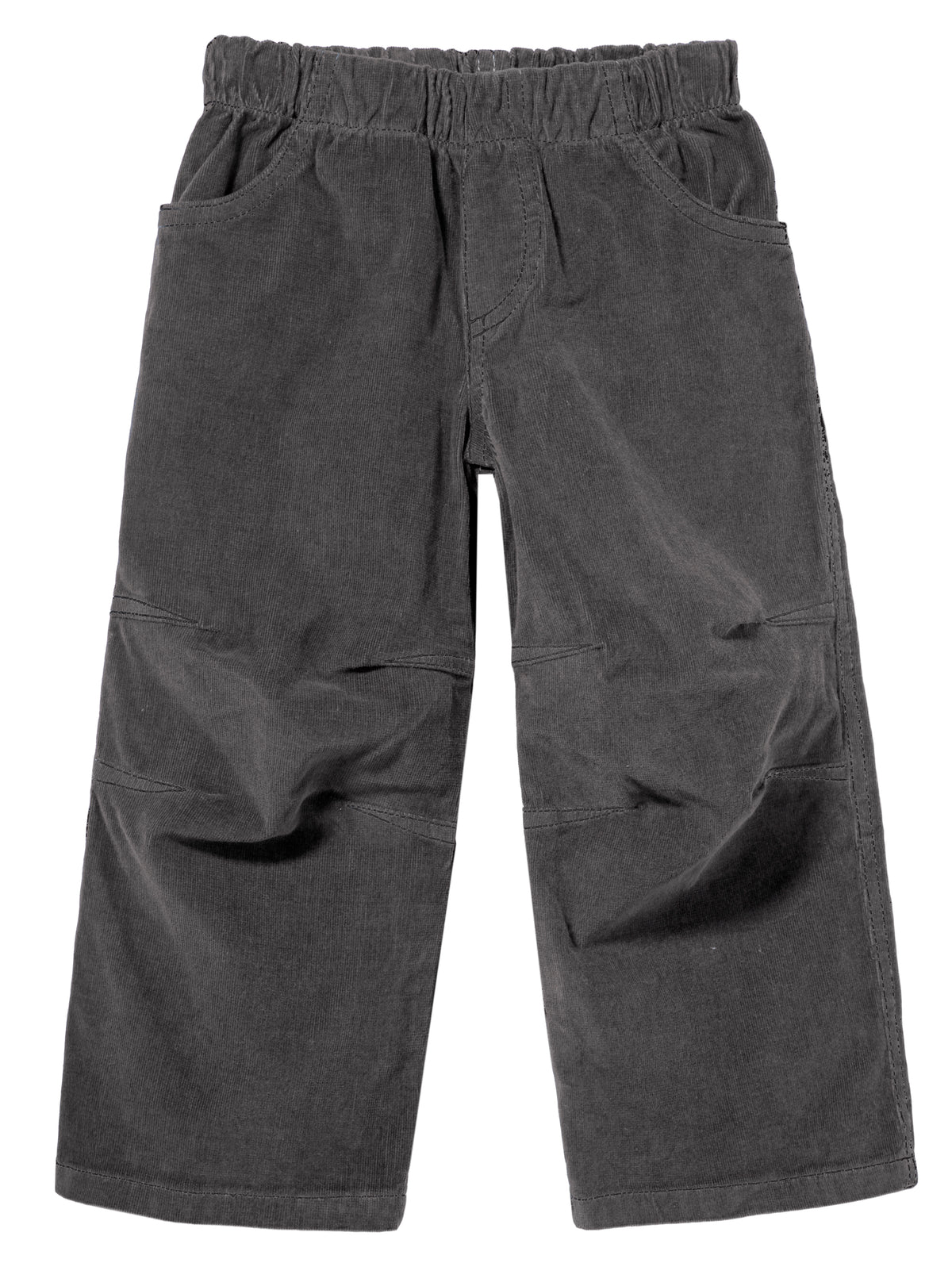Soft Stretch Cord Pants With Knee Articulation - Matching Stitch | Charcoal