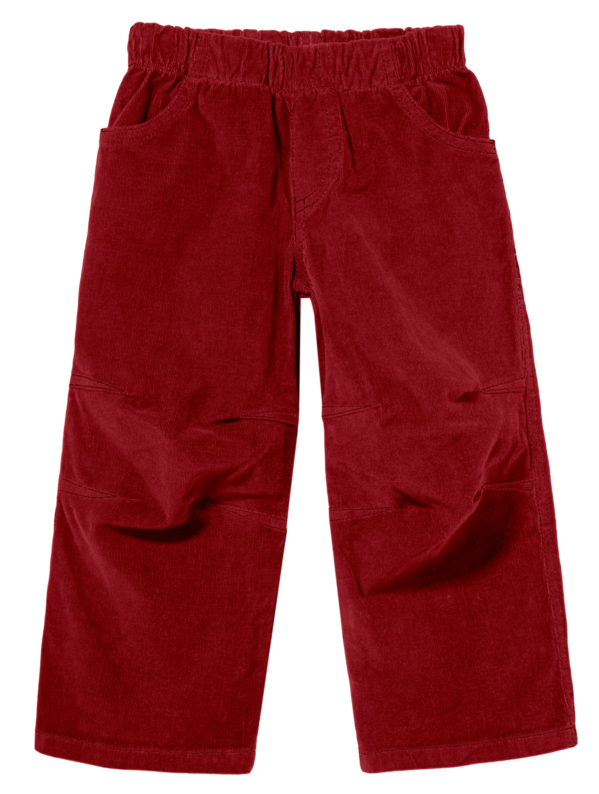 Soft Stretch Cord Pants With Knee Articulation - Matching Stitch | Dark Red
