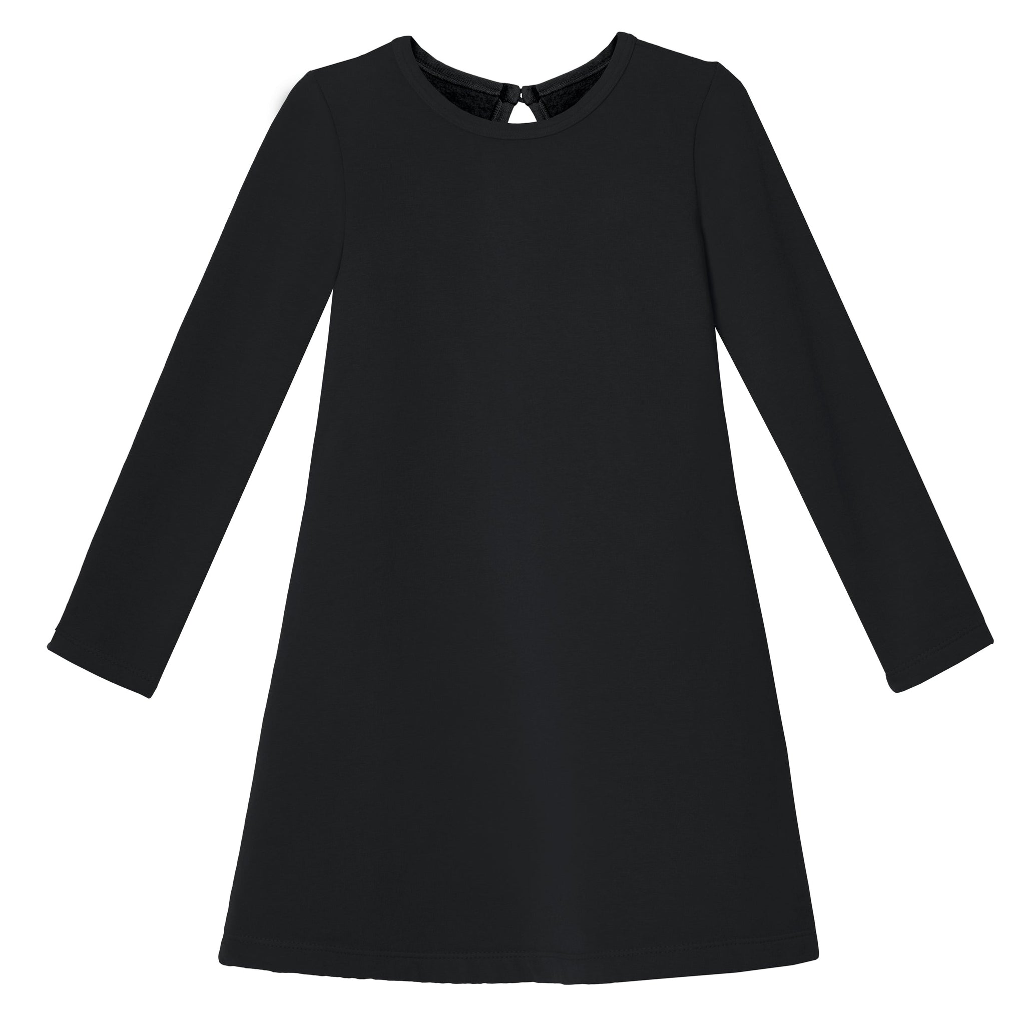 Girls Lightweight Soft Cotton Fleece A-Line Dress | Black / 2T | City Threads Girls Lightweight Soft Cotton Fleece A-Line Dress | Black / 2T | City Threads